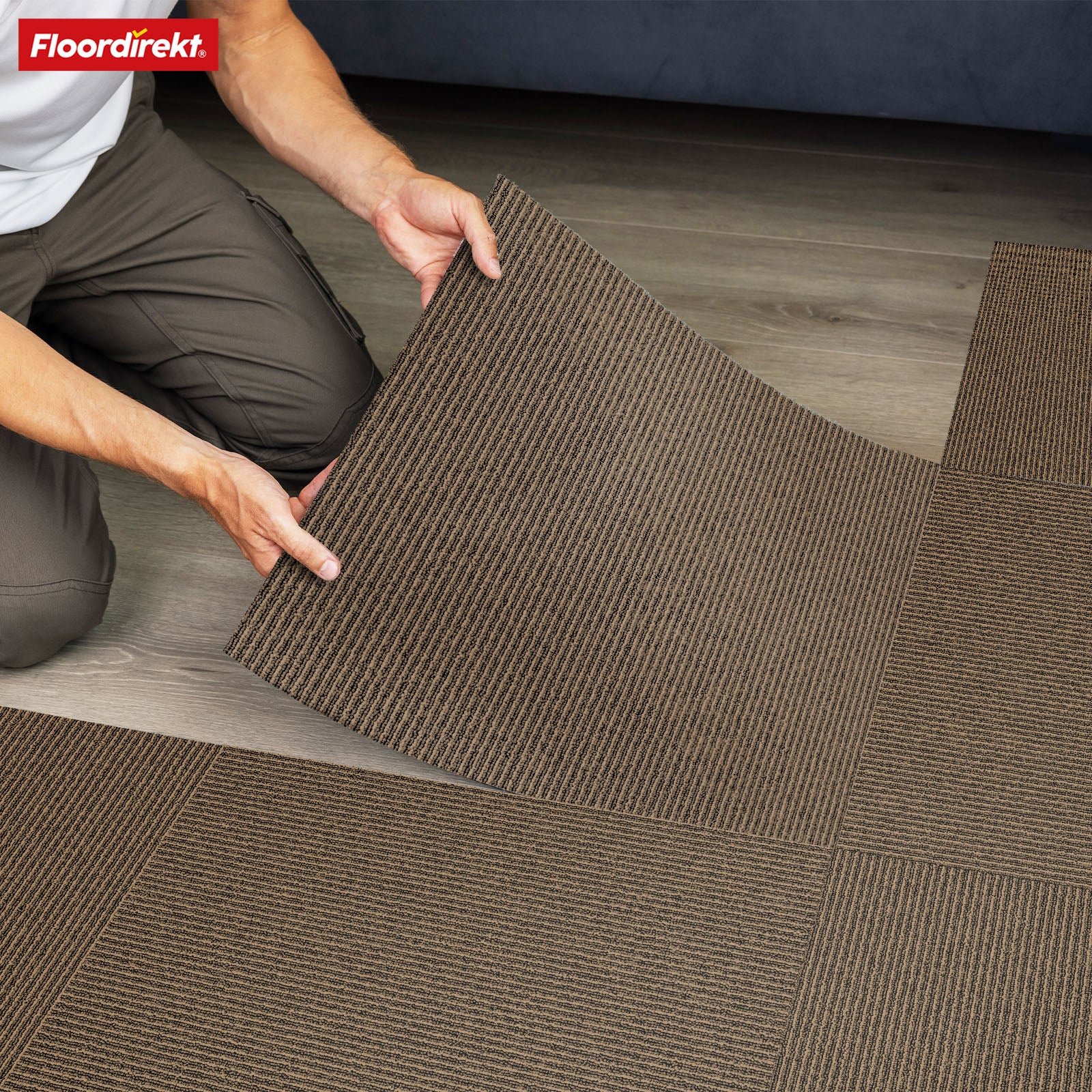 Carpet tiles | Bern | 50 x 50 cm | Self-laying with stripe design | In anthracite, grey & beige for commercial and private homes