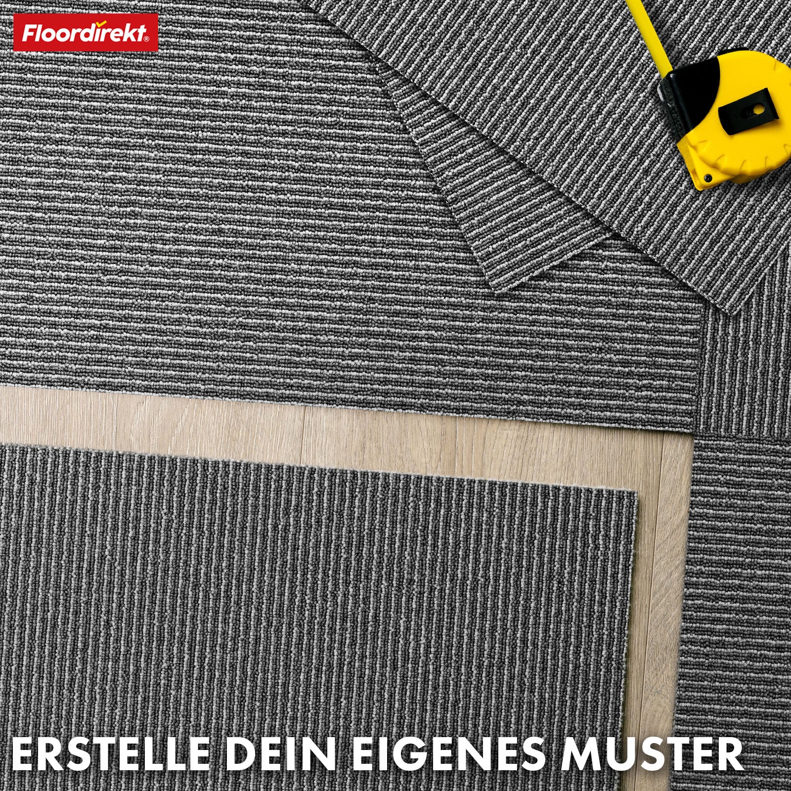 Carpet tiles | Bern | 50 x 50 cm | Self-laying with stripe design | In anthracite, grey & beige for commercial and private homes