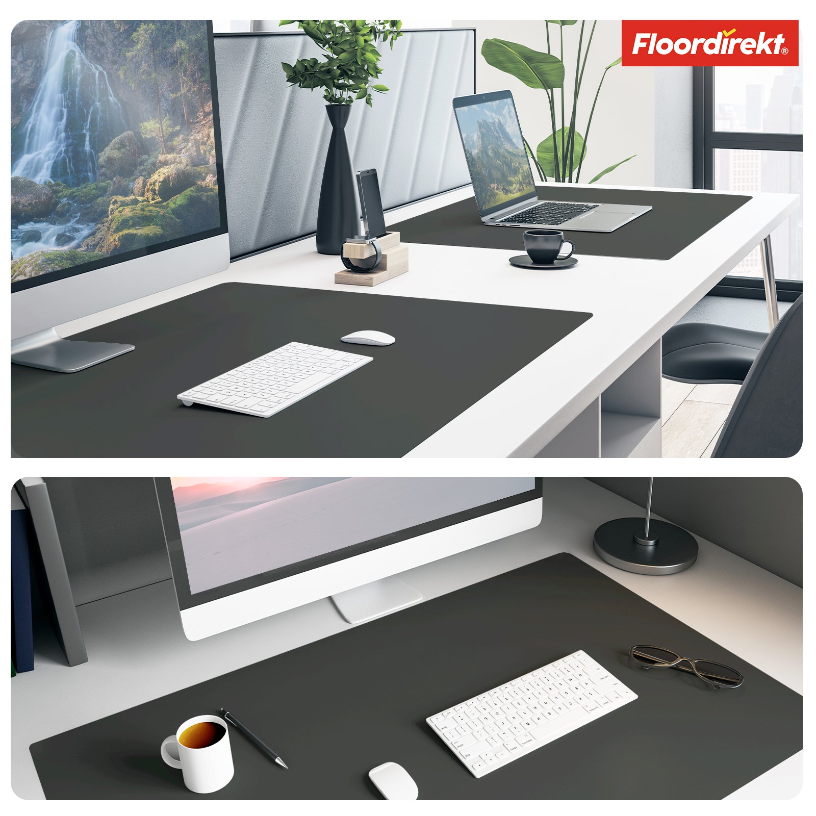 Desk pad | Nero | Easy-care, soft imitation leather | Available in numerous colours and sizes