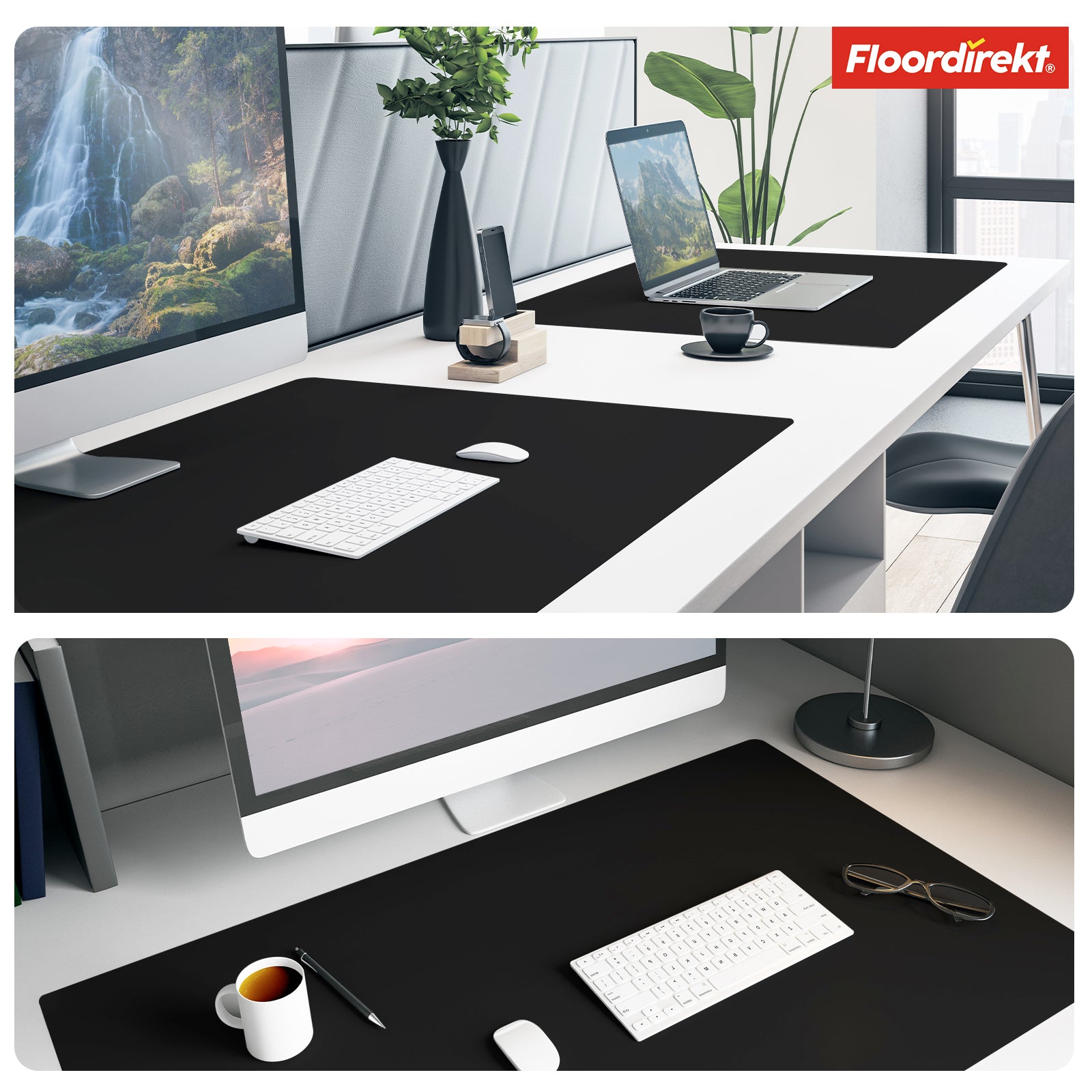 Desk pad | Nero | Easy-care, soft imitation leather | Available in numerous colours and sizes