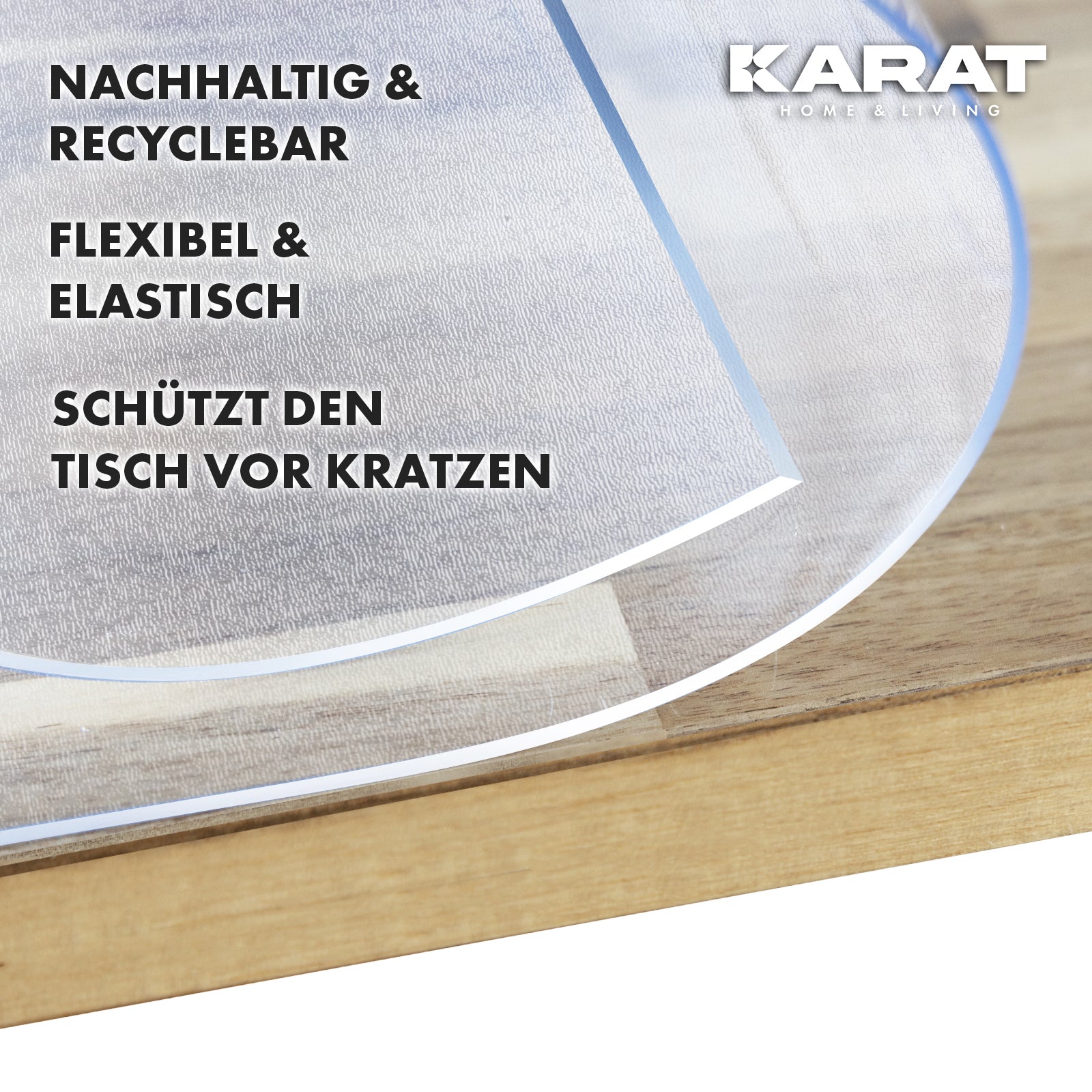 Transparent frosted table film with bevelled edge | Imperial | Waterproof protective film for tables | Customised cutting