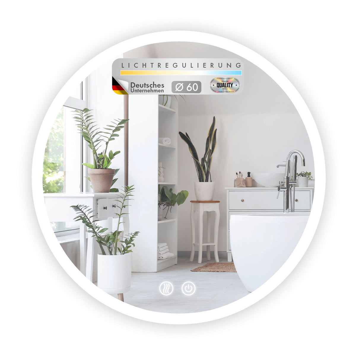 Bathroom mirror with LED lighting | Liora | Touch control with anti-fog function & 3 selectable light colours | Available in various sizes