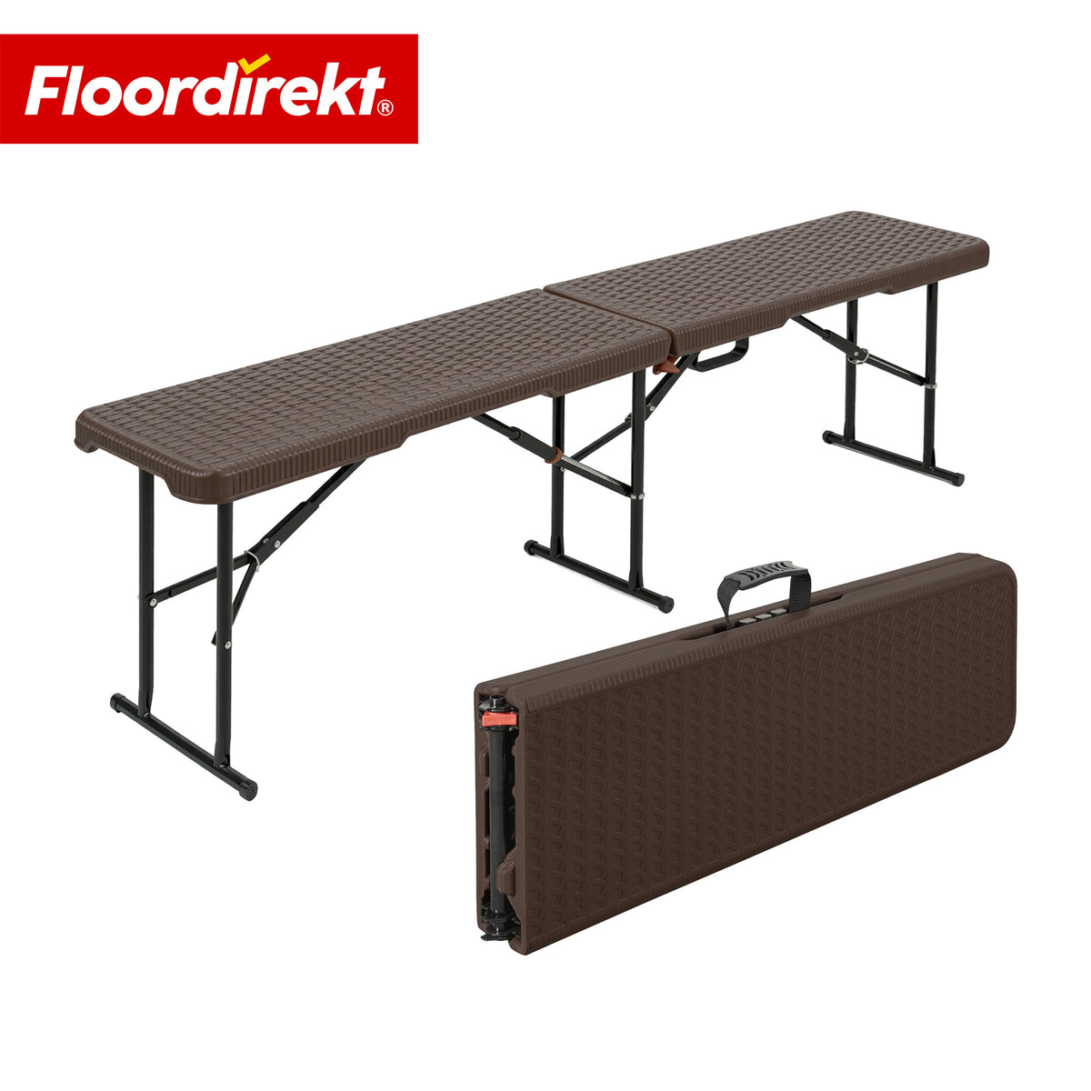 Garden bench | Kagawa | Folding, weather-resistant bench 183 cm in brown for garden, balcony & events