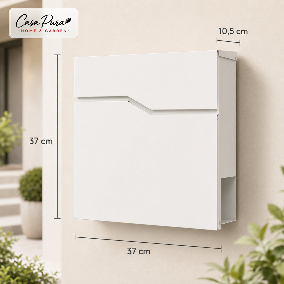 Mailbox | Claude | Wall-Mounted Mailbox with Newspaper Holder | White | Lockable