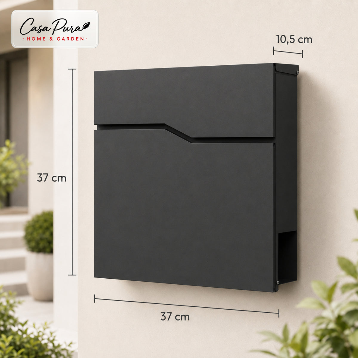 Mailbox | Pascal | Wall-Mounted Mailbox with Newspaper Holder | Anthracite | Lockable