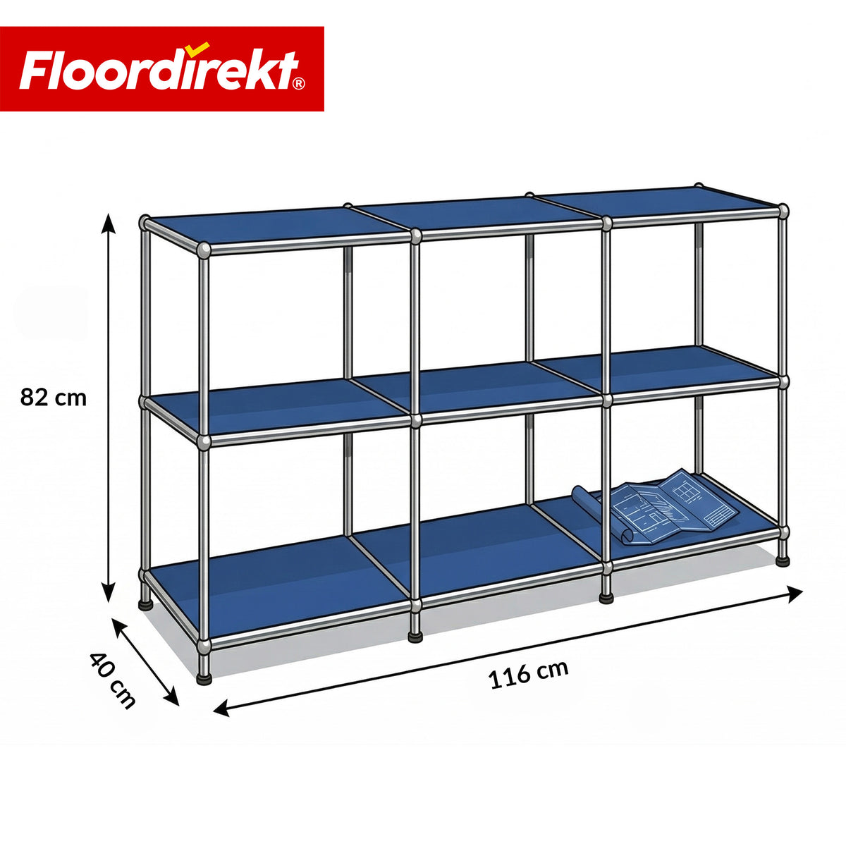 Metal Shelf | Concept Epure MK-018 | Open Storage Rack with 3 Shelves | Kitchen Shelf, Office Shelf & Living Room Shelf
