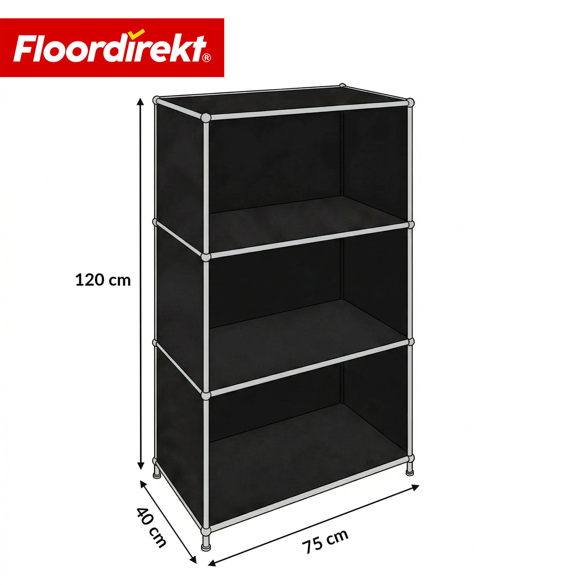 Metal Shelving Unit | Concept Epure MK-101 | 4-Tier Freestanding Shelf | Bookcase with Side Panels | Modern Storage Shelf