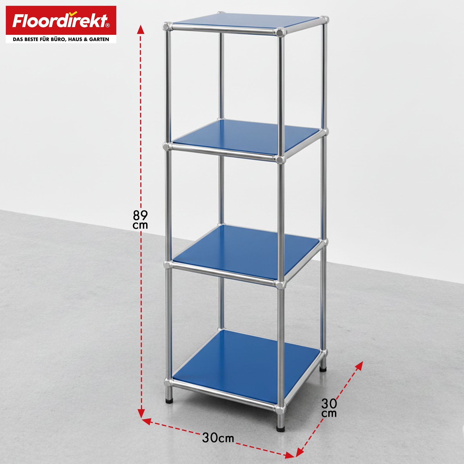Metal shelving unit | Concept Epure MK-005 | 4-tier storage unit with open shelves | Available in several colours