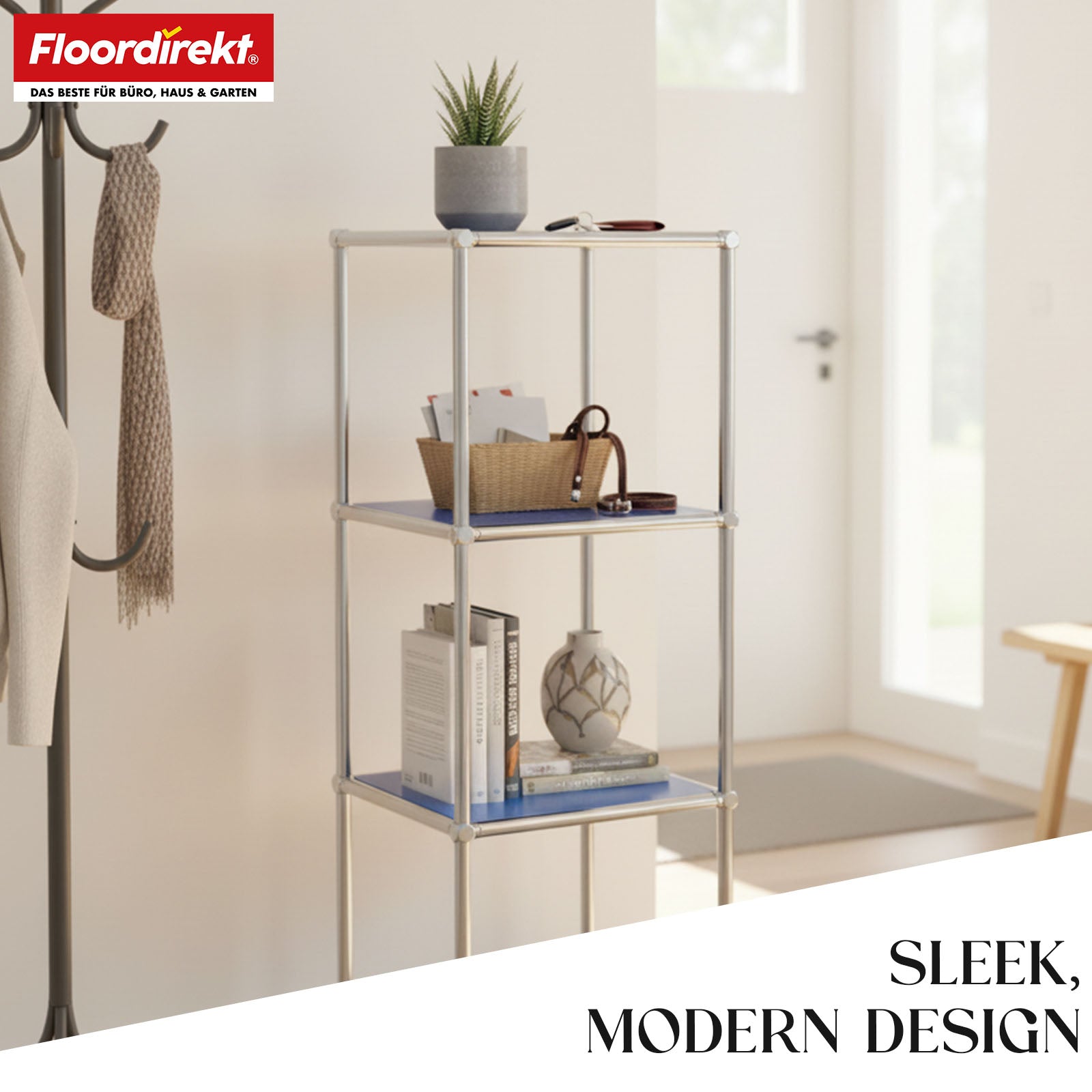 Metal shelving unit | Concept Epure MK-005 | 4-tier storage unit with open shelves | Available in several colours