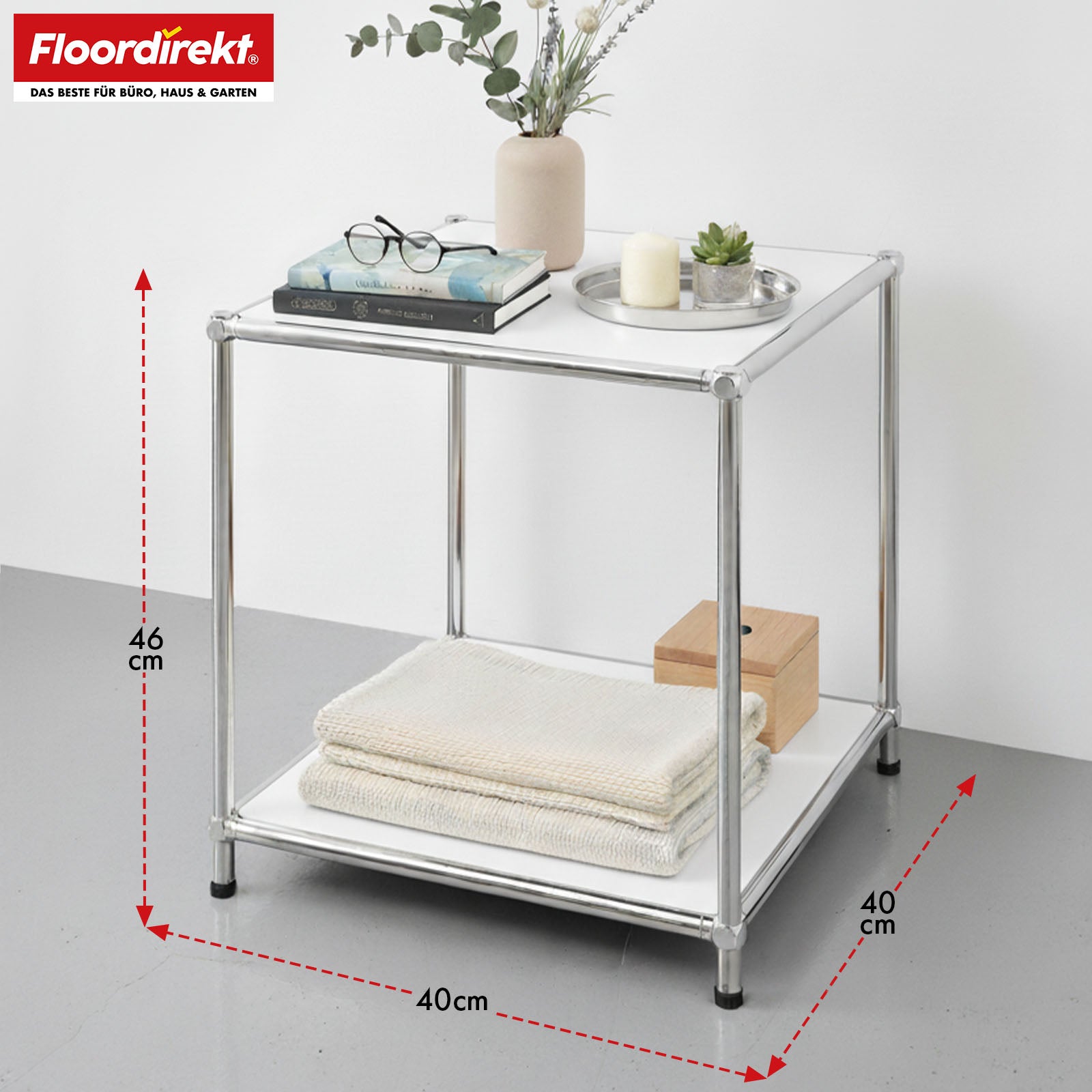 Metal shelf | Concept Epure MK-012 | Open side table & storage shelf with 2 shelves | Available in several colours