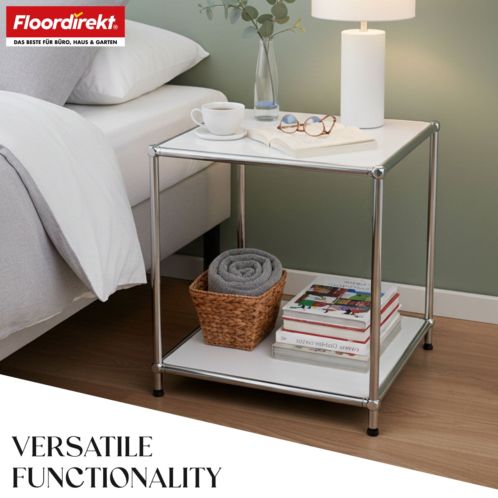 Metal shelf | Concept Epure MK-012 | Open side table & storage shelf with 2 shelves | Available in several colours