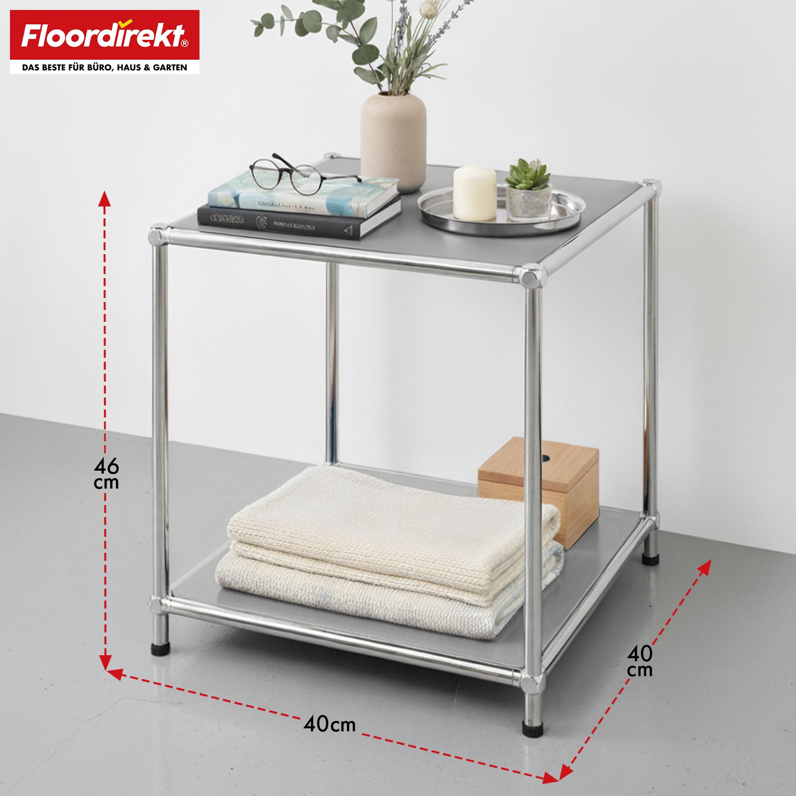 Metal shelf | Concept Epure MK-012 | Open side table & storage shelf with 2 shelves | Available in several colours