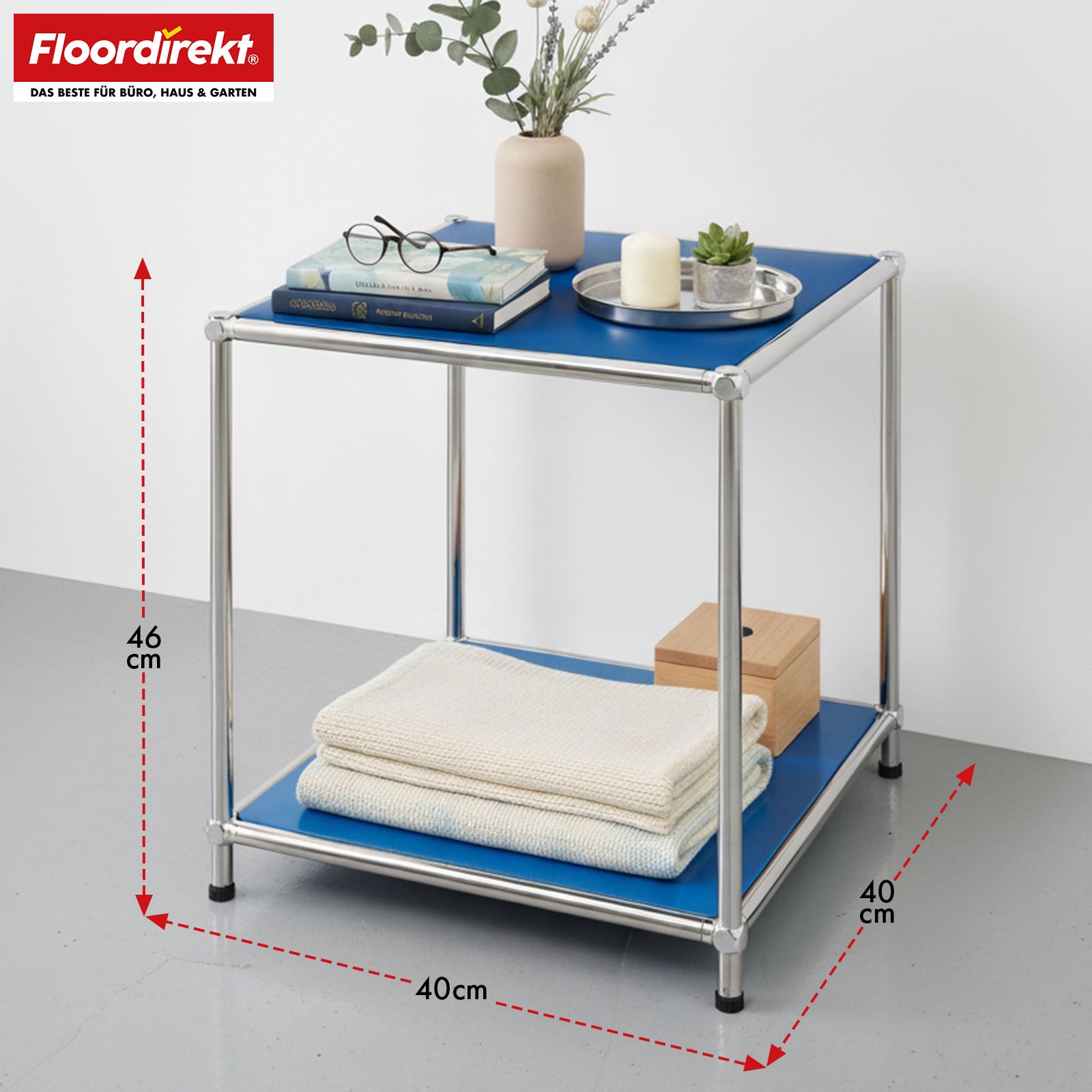 Metal shelf | Concept Epure MK-012 | Open side table & storage shelf with 2 shelves | Available in several colours