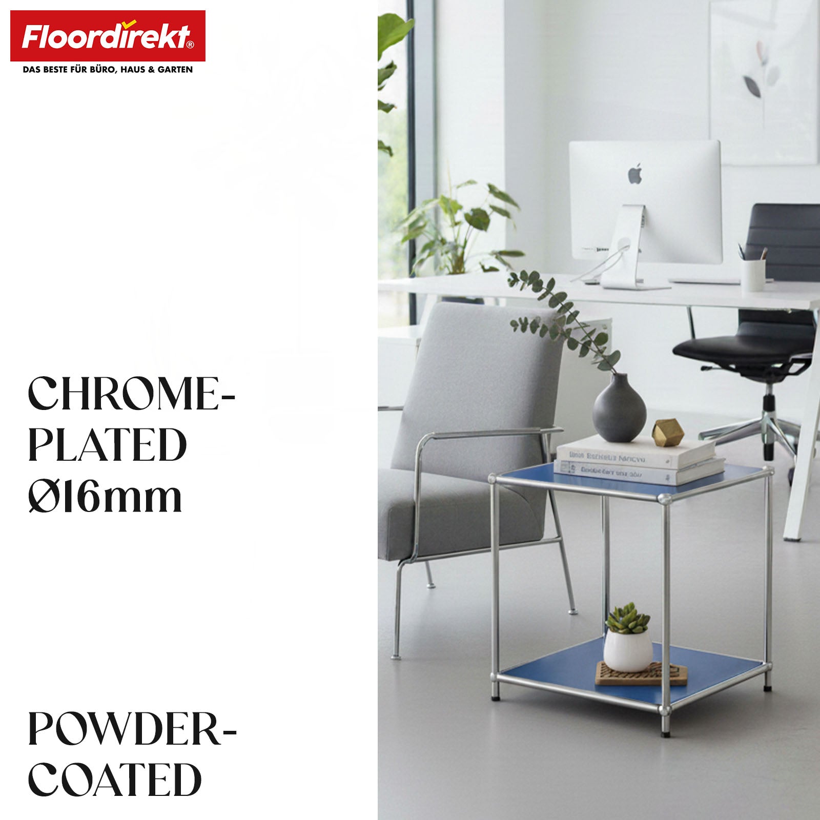 Metal shelf | Concept Epure MK-012 | Open side table & storage shelf with 2 shelves | Available in several colours