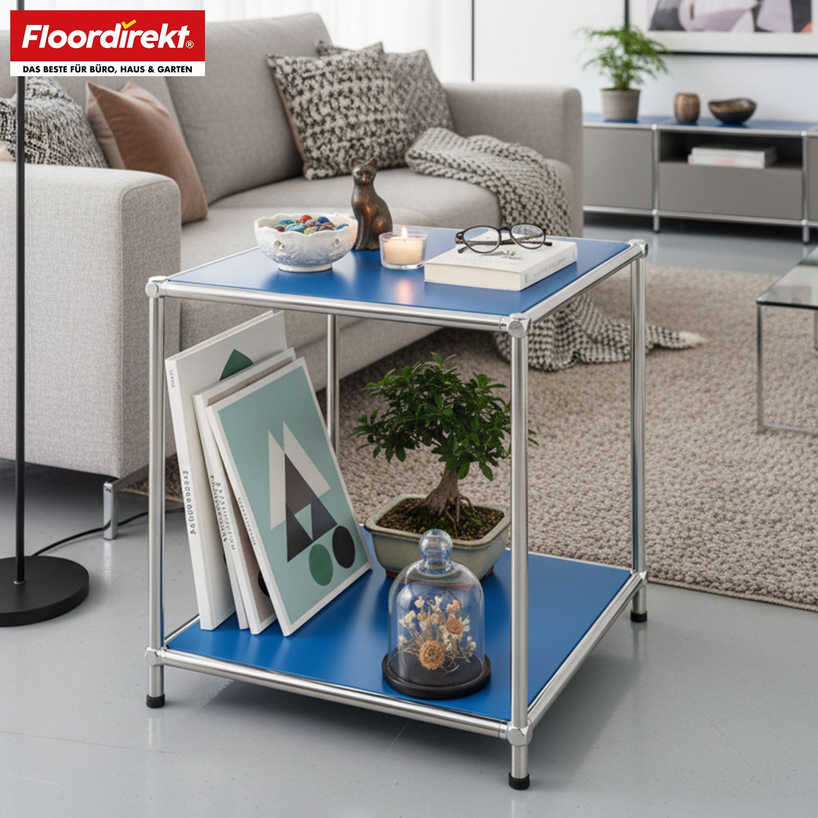 Metal shelf | Concept Epure MK-012 | Open side table & storage shelf with 2 shelves | Available in several colours