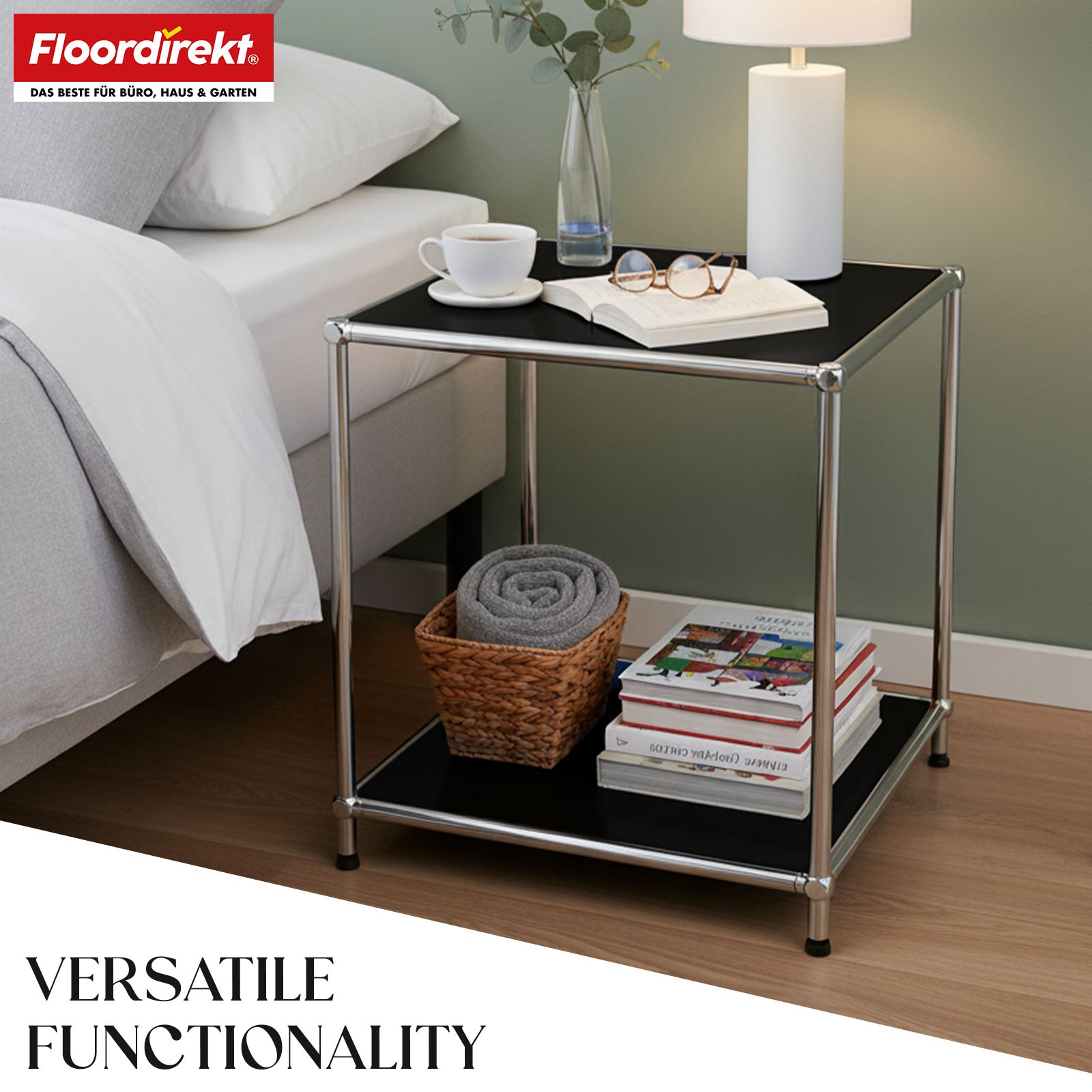 Metal shelf | Concept Epure MK-012 | Open side table & storage shelf with 2 shelves | Available in several colours