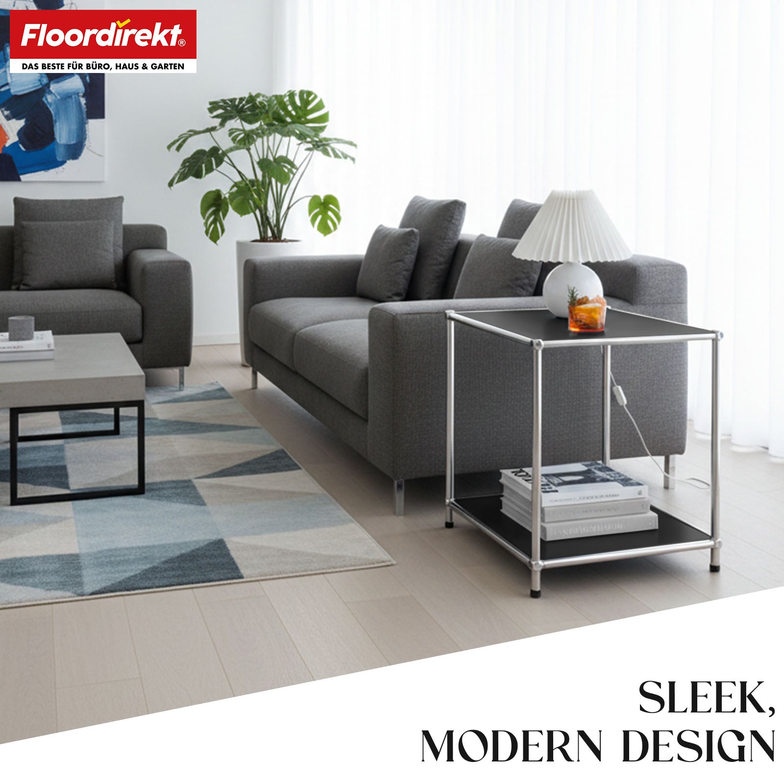 Metal shelf | Concept Epure MK-012 | Open side table & storage shelf with 2 shelves | Available in several colours