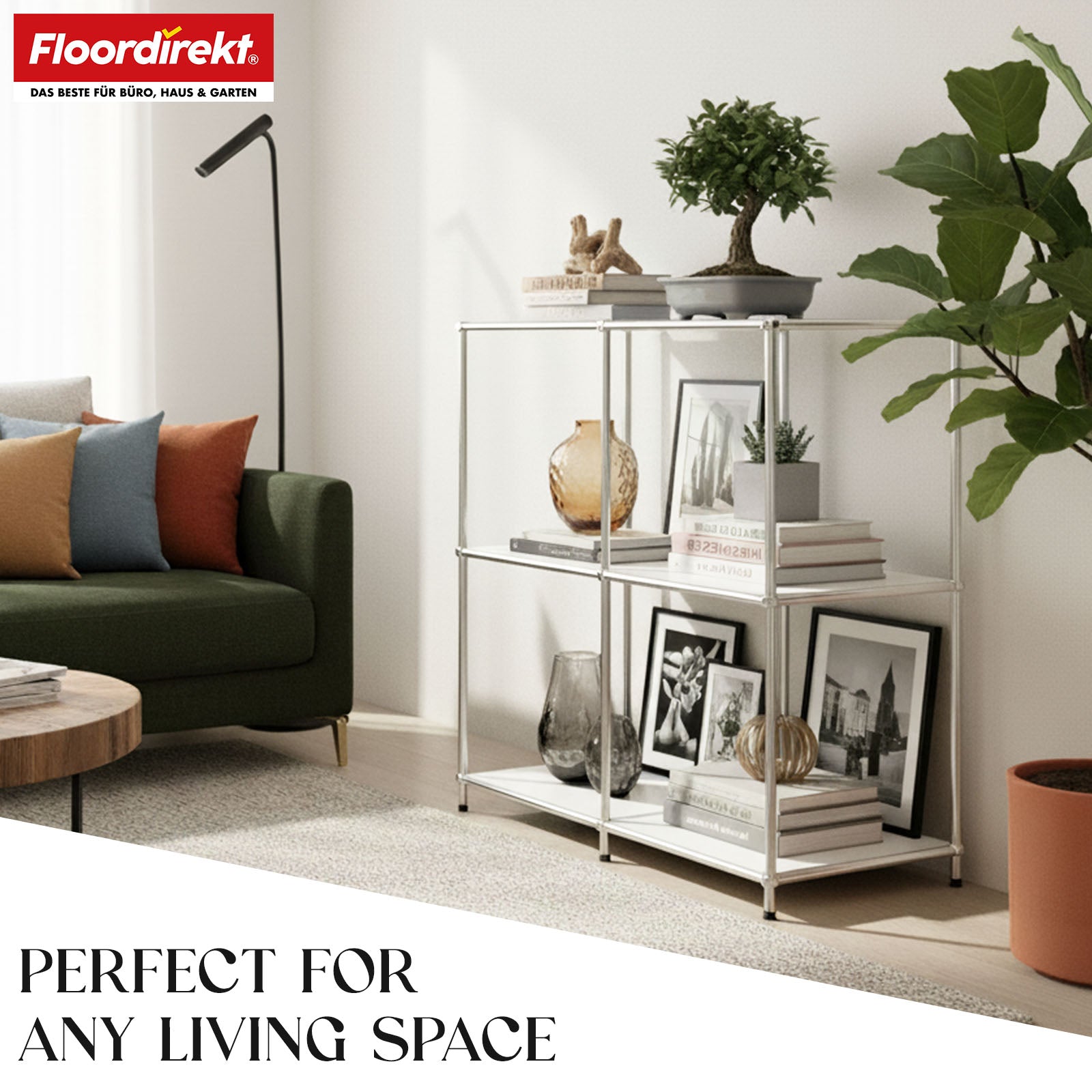 Metal shelving unit | Concept Epure MK-027 | Open 3-tier sideboard & storage shelf | Available in several colours