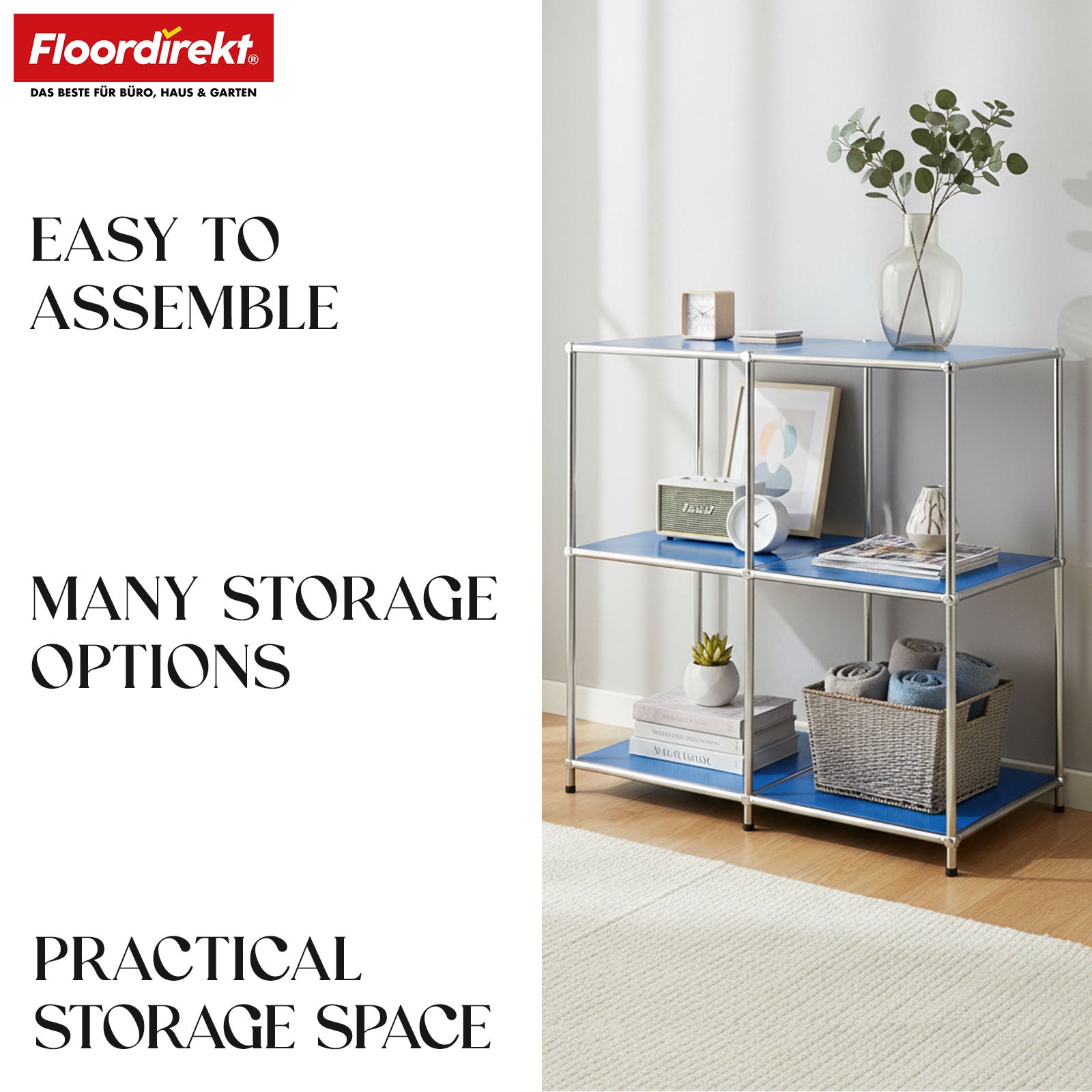 Metal shelving unit | Concept Epure MK-027 | Open 3-tier sideboard & storage shelf | Available in several colours