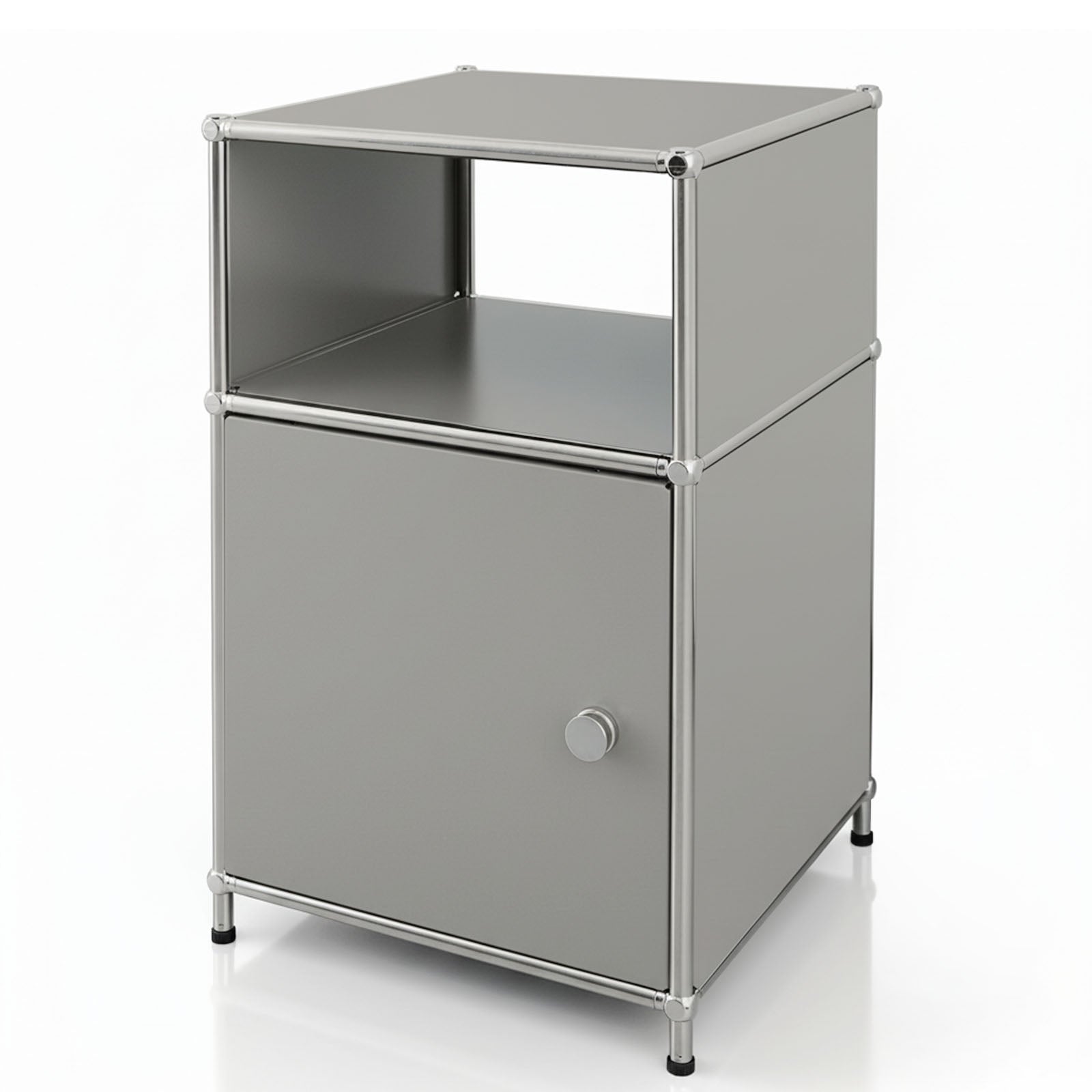 Metal shelving unit | Concept Epure MK-040 | 3-tier storage shelving unit with door & shelves | Available in several colours