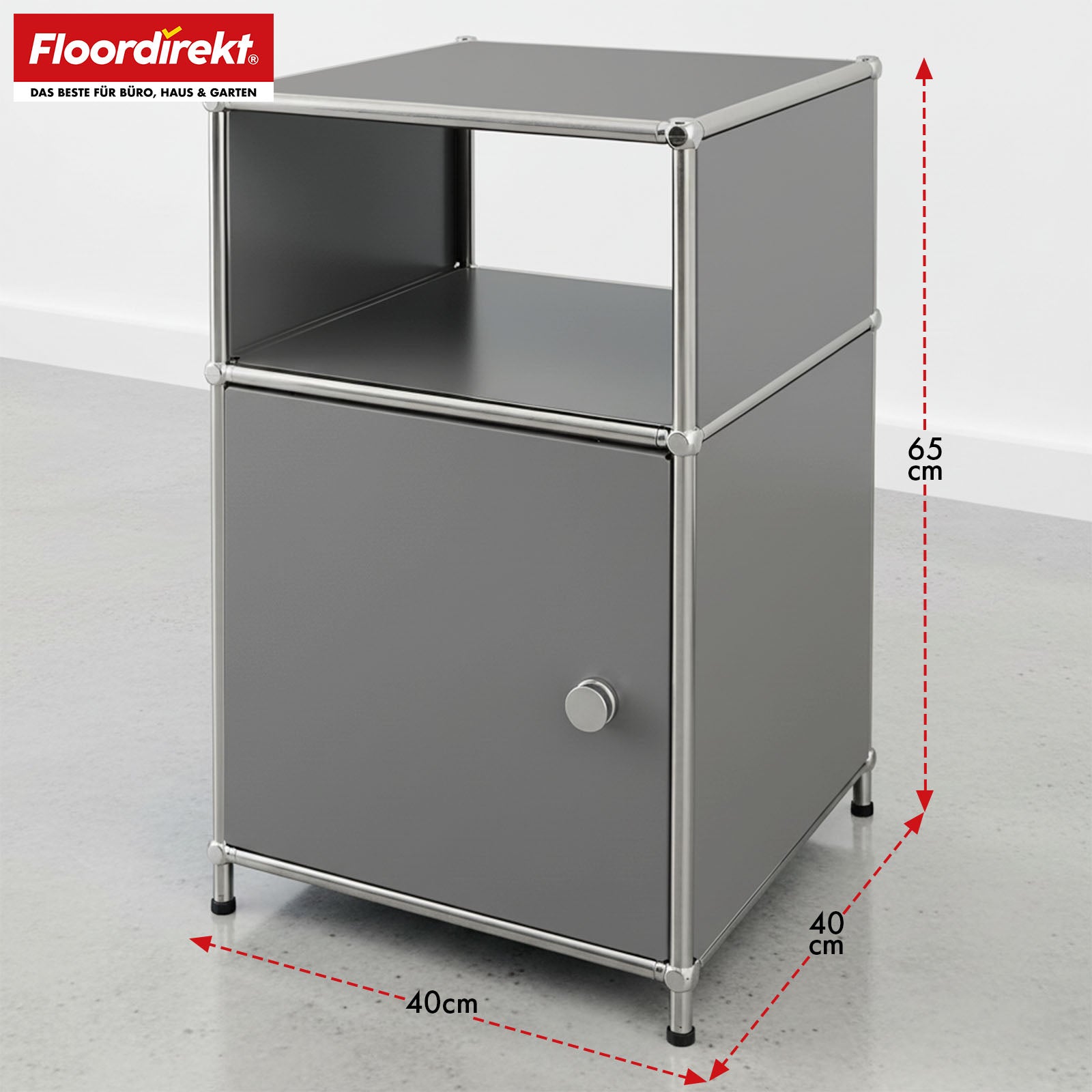 Metal shelving unit | Concept Epure MK-040 | 3-tier storage shelving unit with door & shelves | Available in several colours