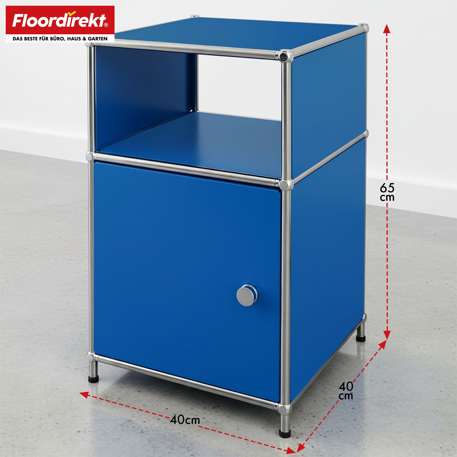 Metal shelving unit | Concept Epure MK-040 | 3-tier storage shelving unit with door & shelves | Available in several colours