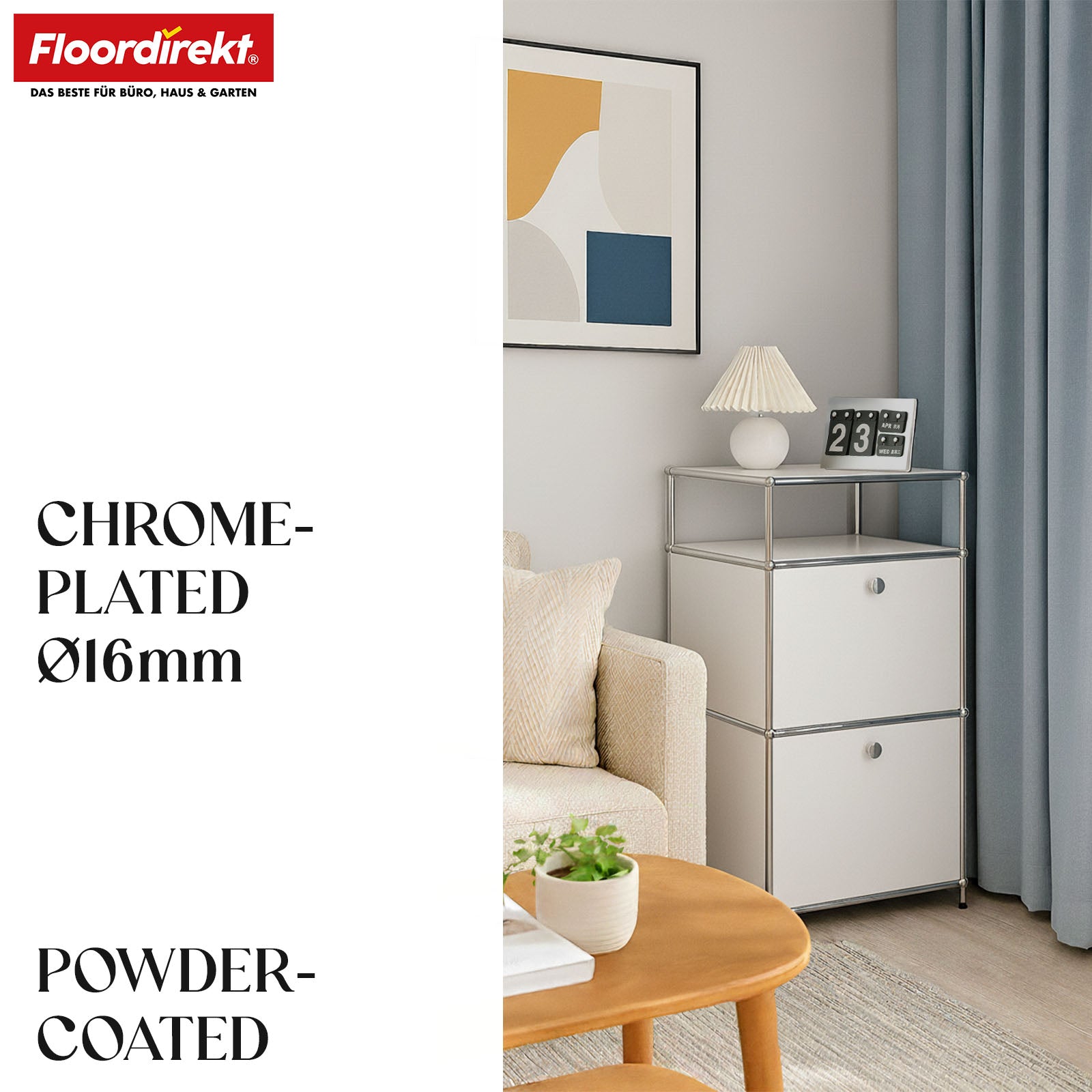 Metal shelving unit | Concept Epure MK-120 | Storage shelving unit with lockable compartments, open compartment and shelf | Available in several colours