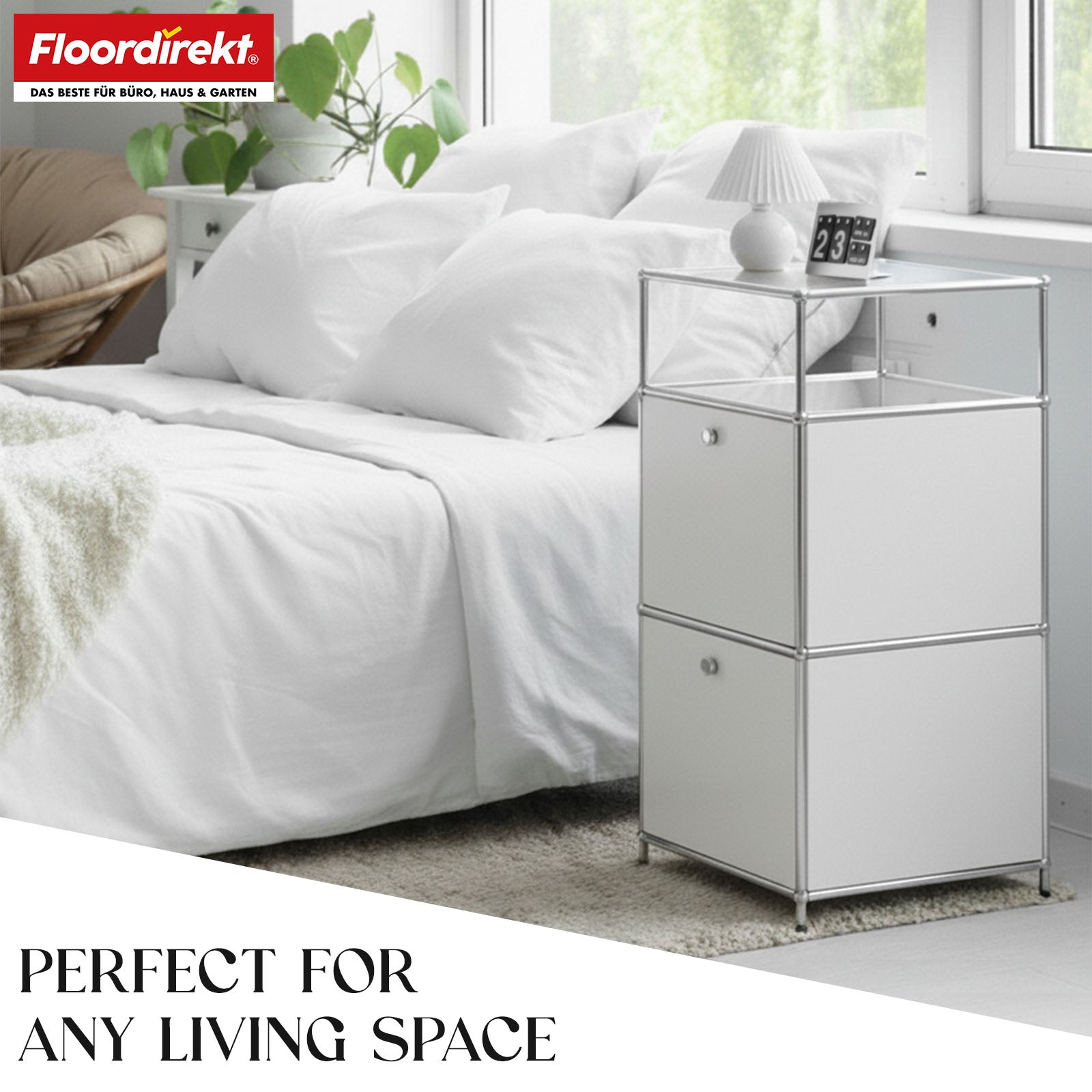 Metal shelving unit | Concept Epure MK-120 | Storage shelving unit with lockable compartments, open compartment and shelf | Available in several colours