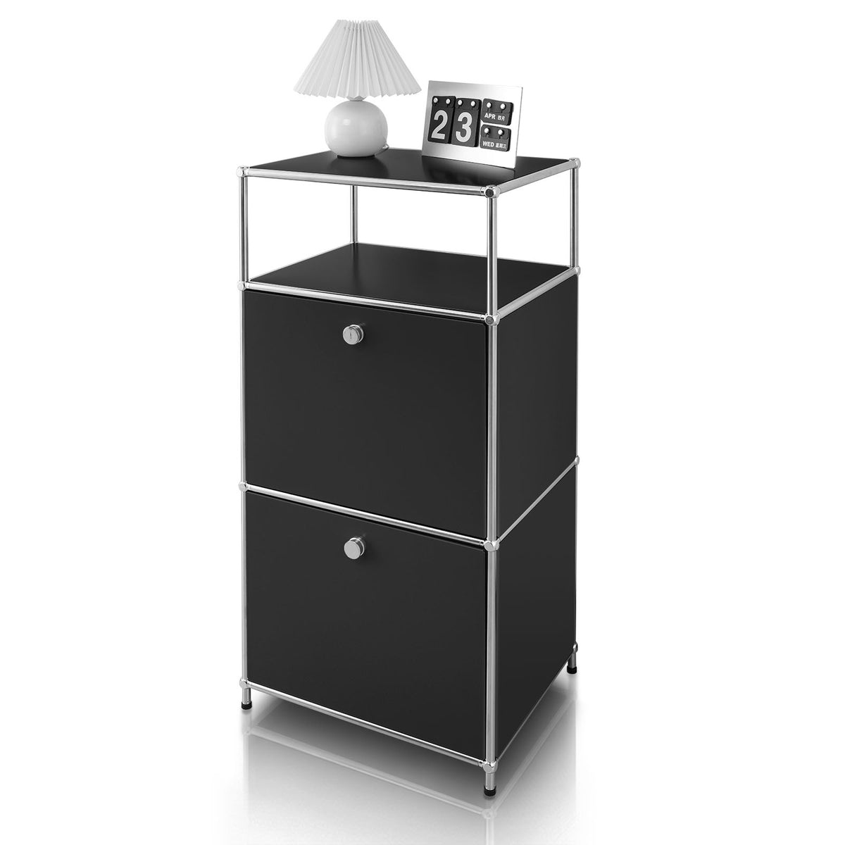 Metal shelving unit | Concept Epure MK-120 | Storage shelving unit with lockable compartments, open compartment and shelf | Available in several colours