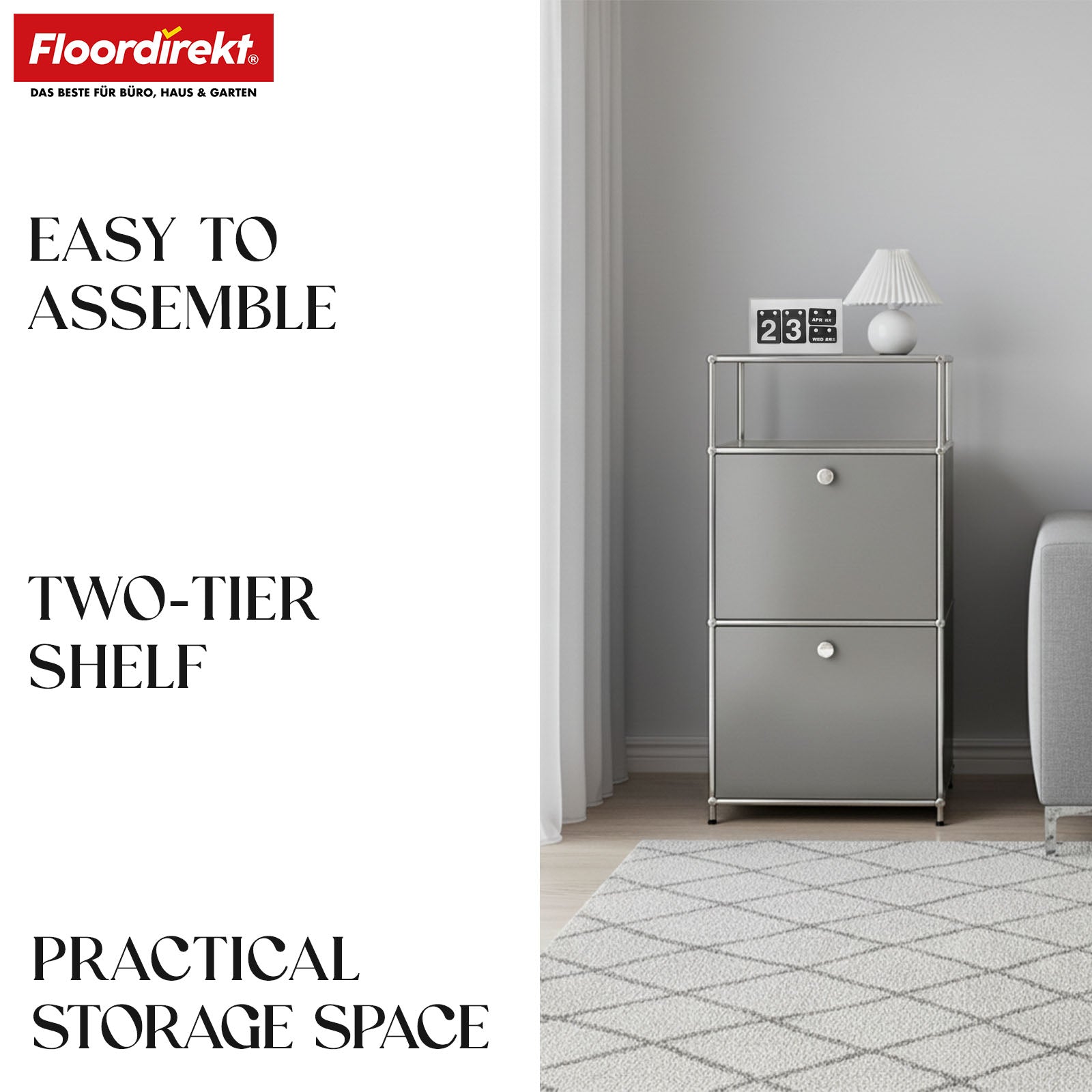 Metal shelving unit | Concept Epure MK-120 | Storage shelving unit with lockable compartments, open compartment and shelf | Available in several colours