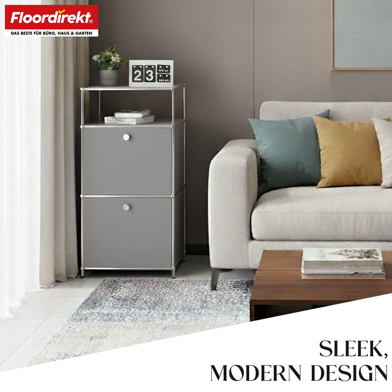 Metal shelving unit | Concept Epure MK-120 | Storage shelving unit with lockable compartments, open compartment and shelf | Available in several colours