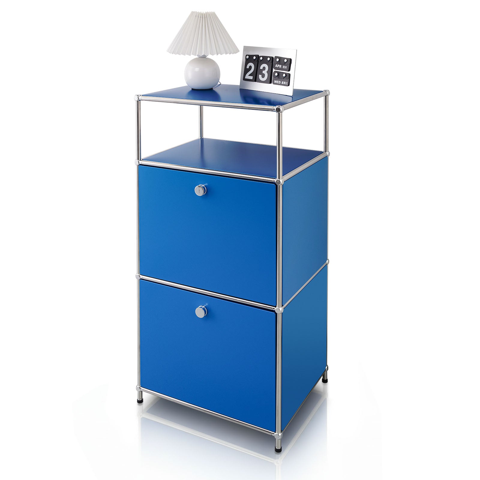 Metal shelving unit | Concept Epure MK-120 | Storage shelving unit with lockable compartments, open compartment and shelf | Available in several colours