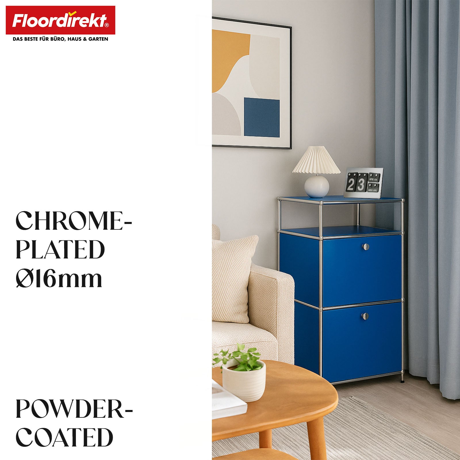 Metal shelving unit | Concept Epure MK-120 | Storage shelving unit with lockable compartments, open compartment and shelf | Available in several colours