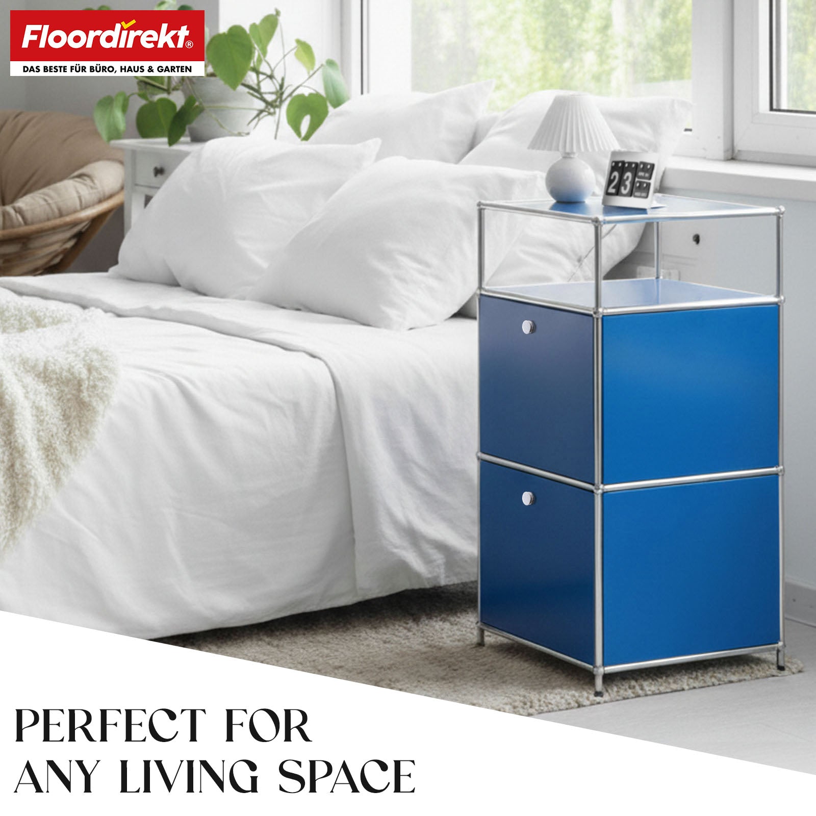 Metal shelving unit | Concept Epure MK-120 | Storage shelving unit with lockable compartments, open compartment and shelf | Available in several colours