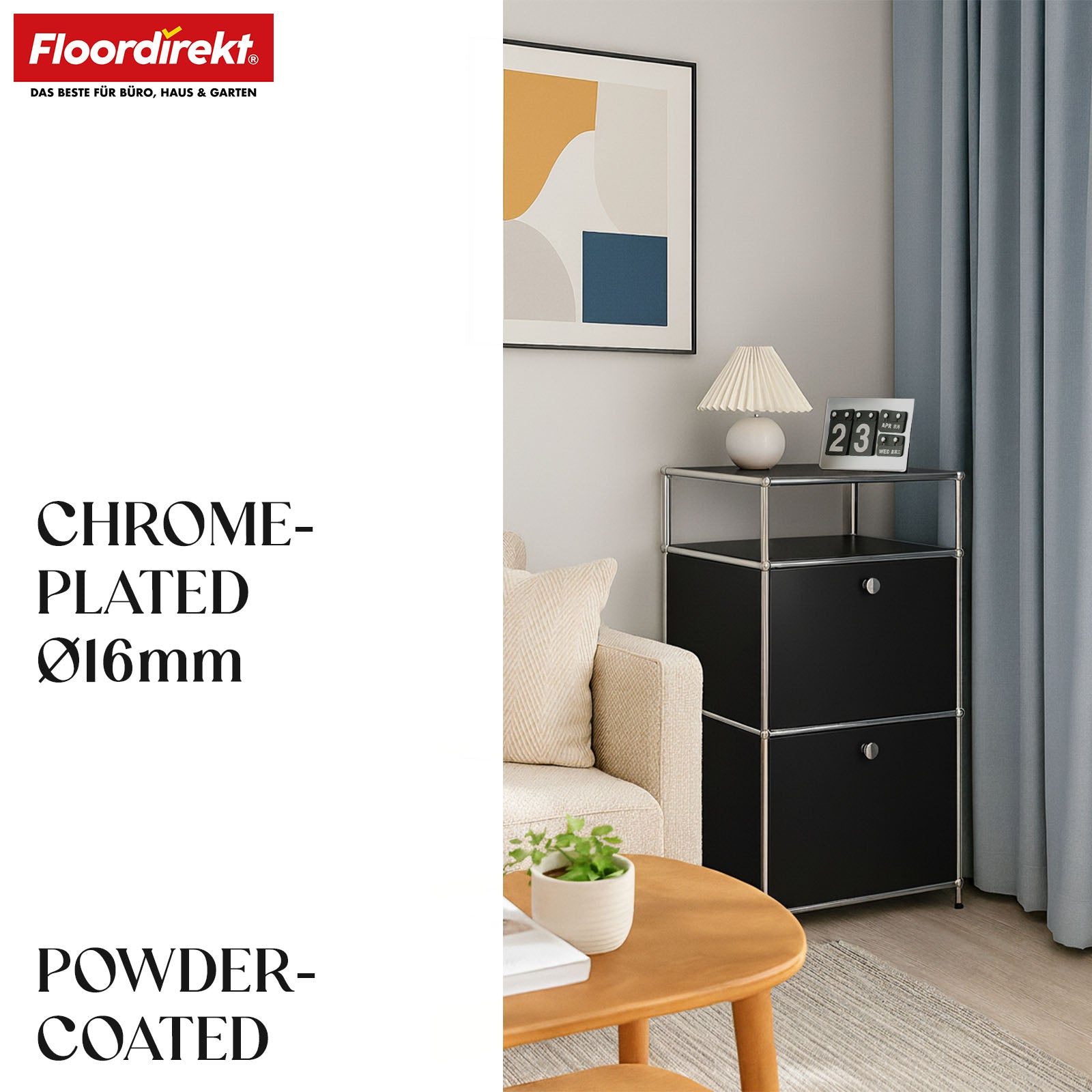 Metal shelving unit | Concept Epure MK-120 | Storage shelving unit with lockable compartments, open compartment and shelf | Available in several colours