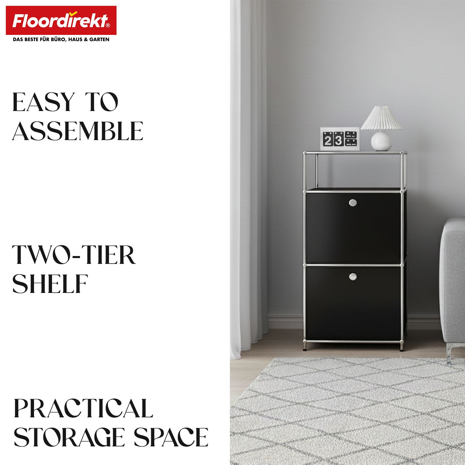 Metal shelving unit | Concept Epure MK-120 | Storage shelving unit with lockable compartments, open compartment and shelf | Available in several colours