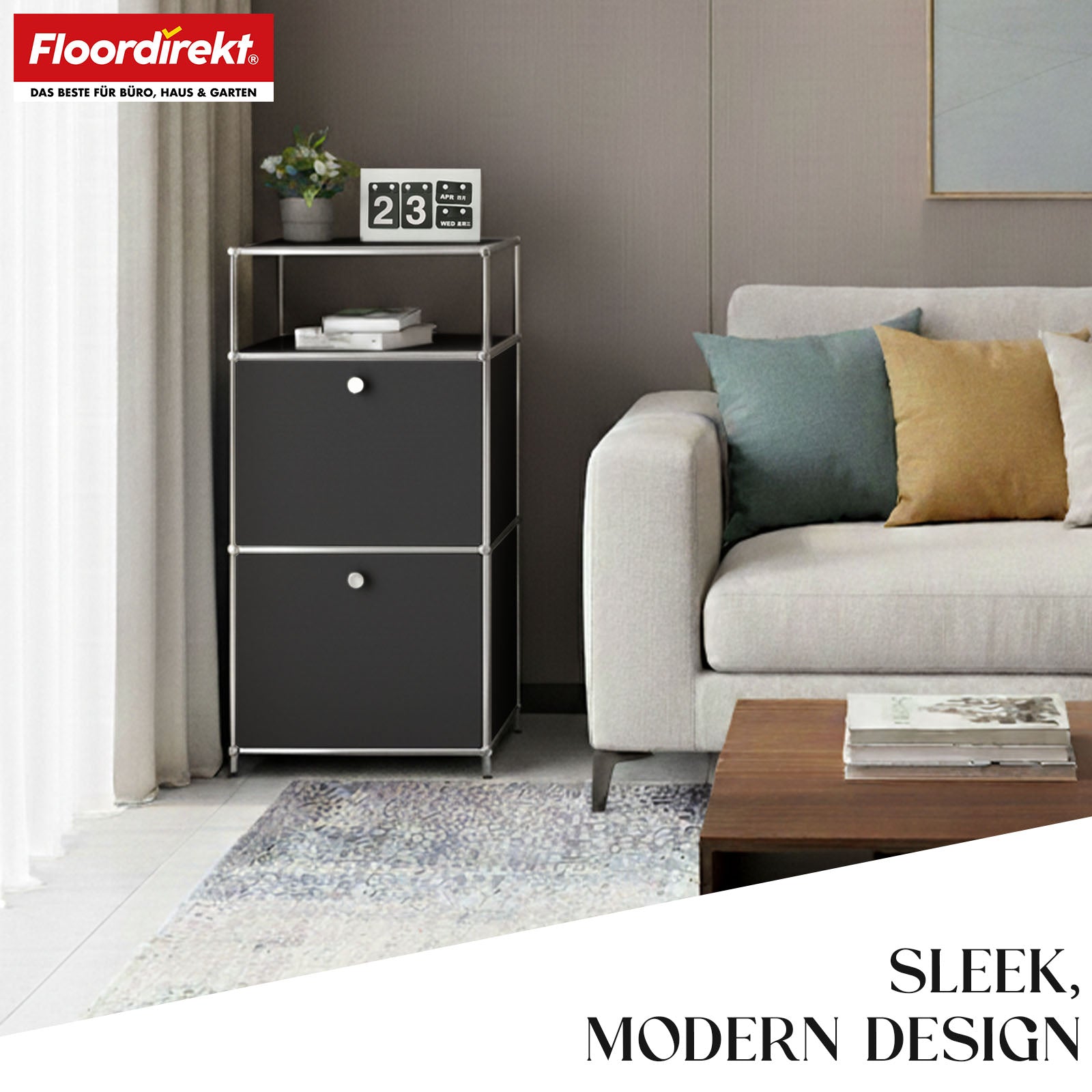 Metal shelving unit | Concept Epure MK-120 | Storage shelving unit with lockable compartments, open compartment and shelf | Available in several colours