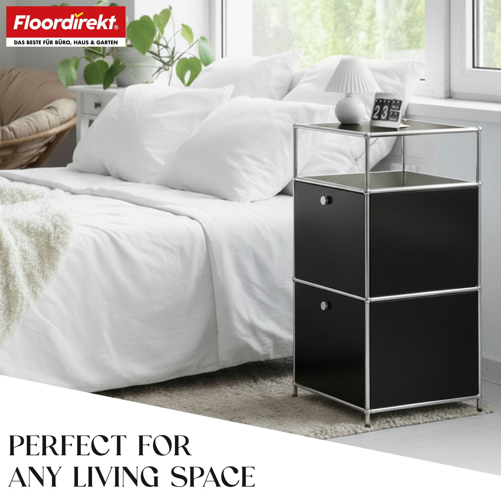 Metal shelving unit | Concept Epure MK-120 | Storage shelving unit with lockable compartments, open compartment and shelf | Available in several colours