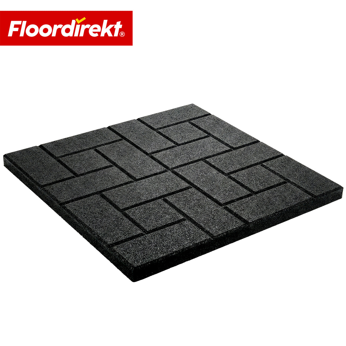 Safety Rubber Tile | Paving Tile | 50x50 cm 25 mm | Rubber Slab in Cobblestone Look | Terrace, Garden & Outdoor Areas