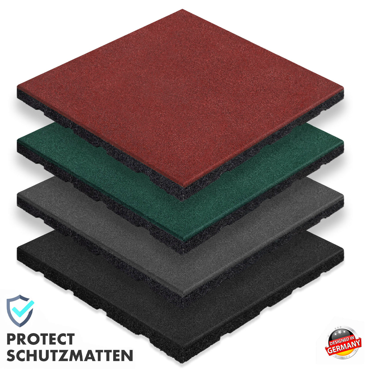 Fall protection mat | Play Protect | Non-slip, robust rubber floor protection | Various thicknesses and colours | 50 x 50 cm