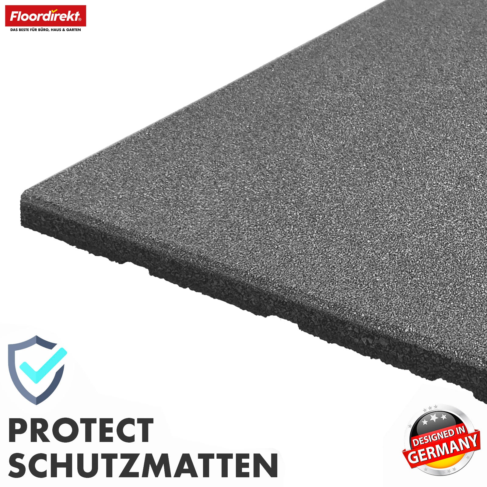 Fall protection mat | Play Protect | Non-slip, robust rubber floor protection | Various thicknesses and colours | 50 x 50 cm