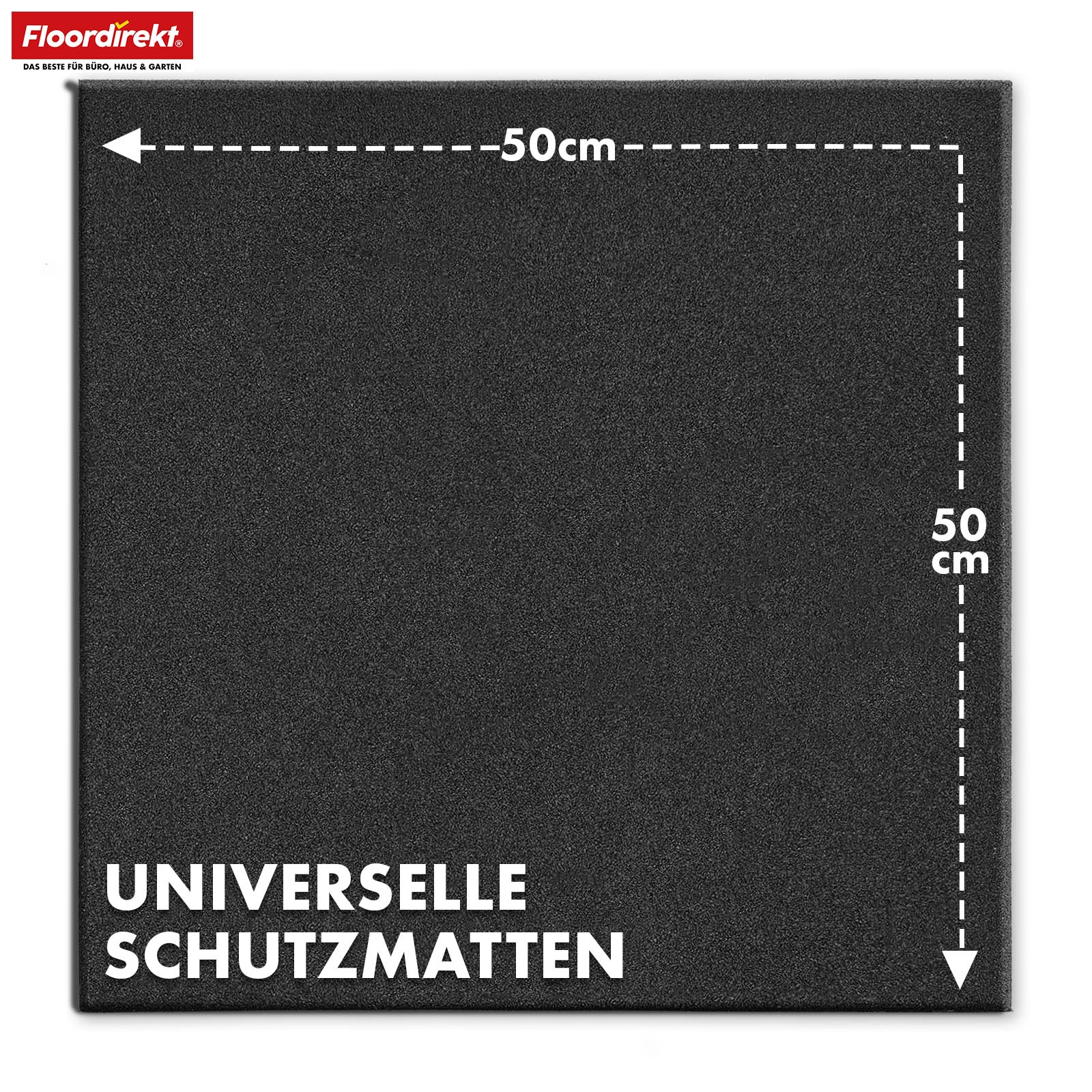 Fall protection mat | Play Protect | Non-slip, robust rubber floor protection | Various thicknesses and colours | 50 x 50 cm