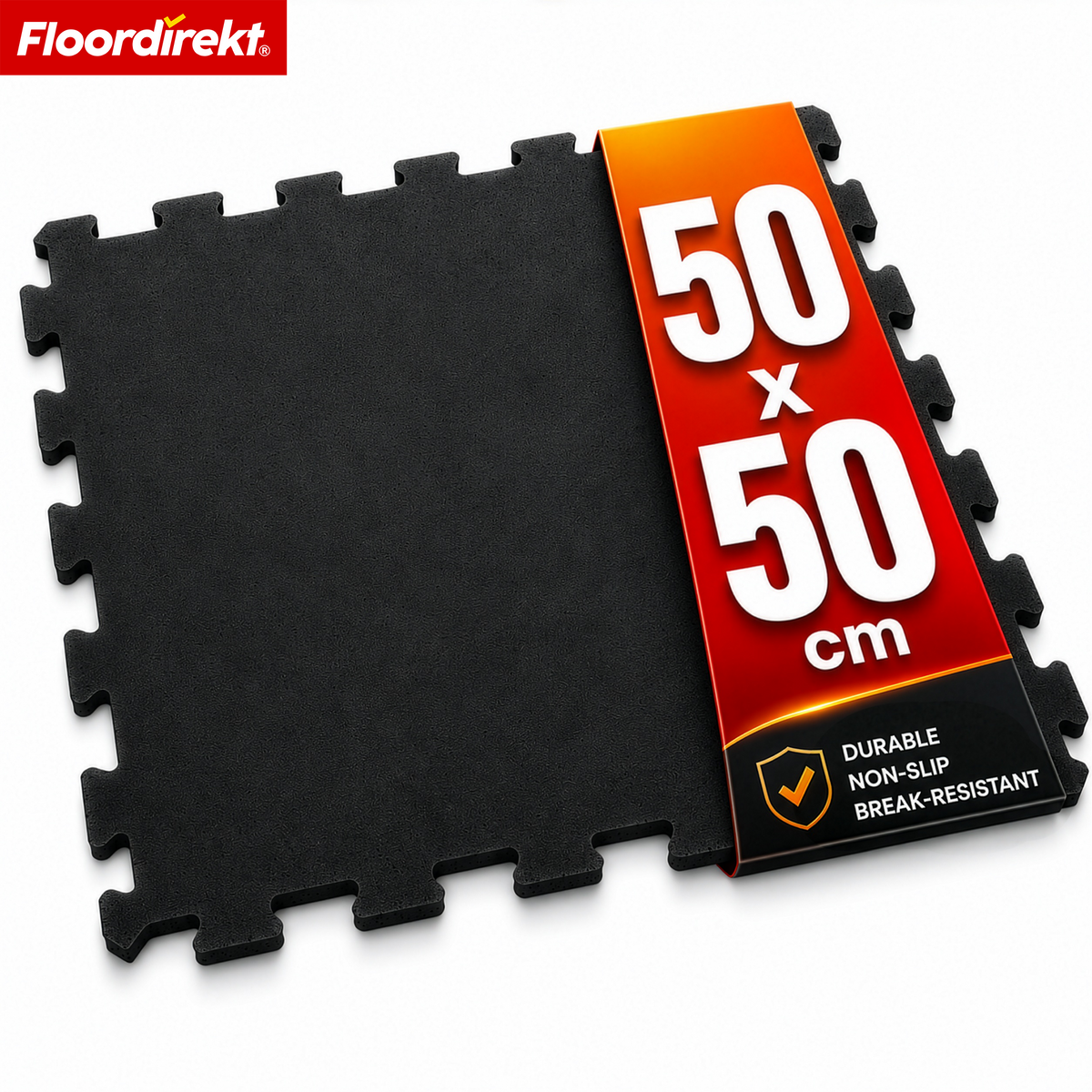 Rubber Interlocking Tile | Durable Floor Protection Mat for Fitness Equipment & Work Areas | 50 x 50 cm