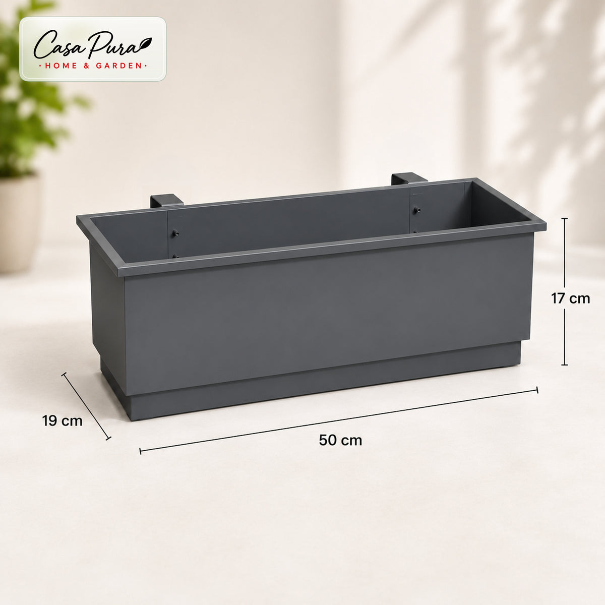Balcony Planter | Viola | Metal Balcony Planter with Drain Tray for Balcony & Railing