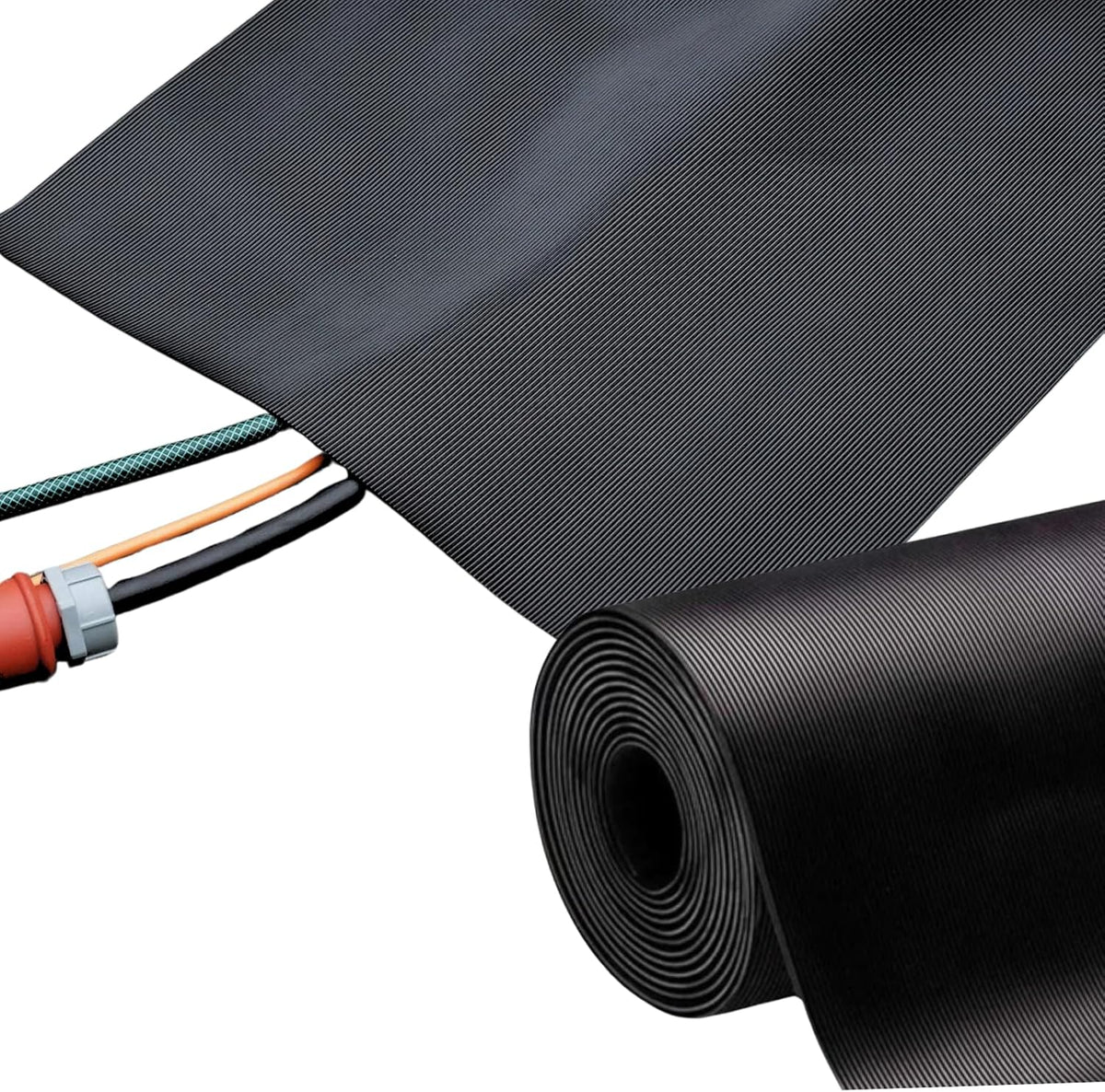 Rubber cable protection mat | Fine ribbed | Non-slip, 3 mm thick | Ideal cable bridge for events