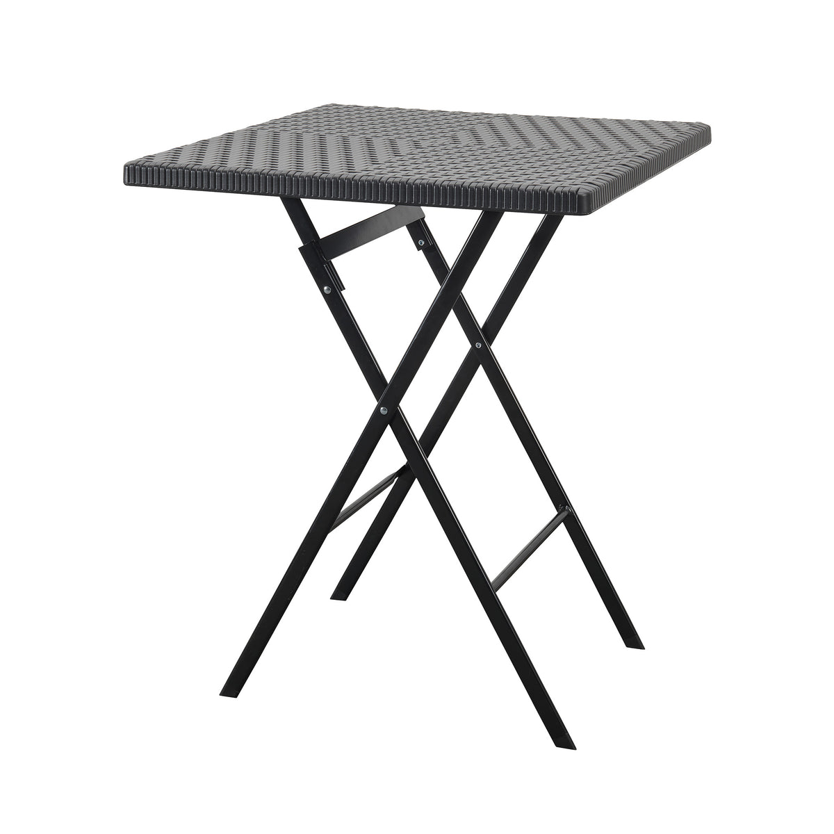 Folding Table | Kobe | Black Folding Garden Table in Rattan Look | 60 × 60 cm