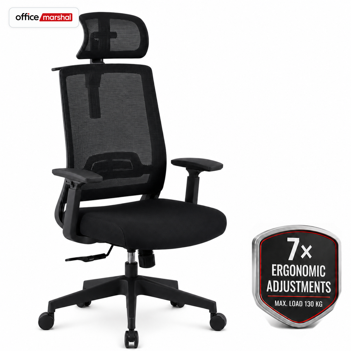 Office Chair | Victor | Ergonomic Mesh Desk Chair with Headrest, Lumbar Support & 3D Armrests | 2 Colours