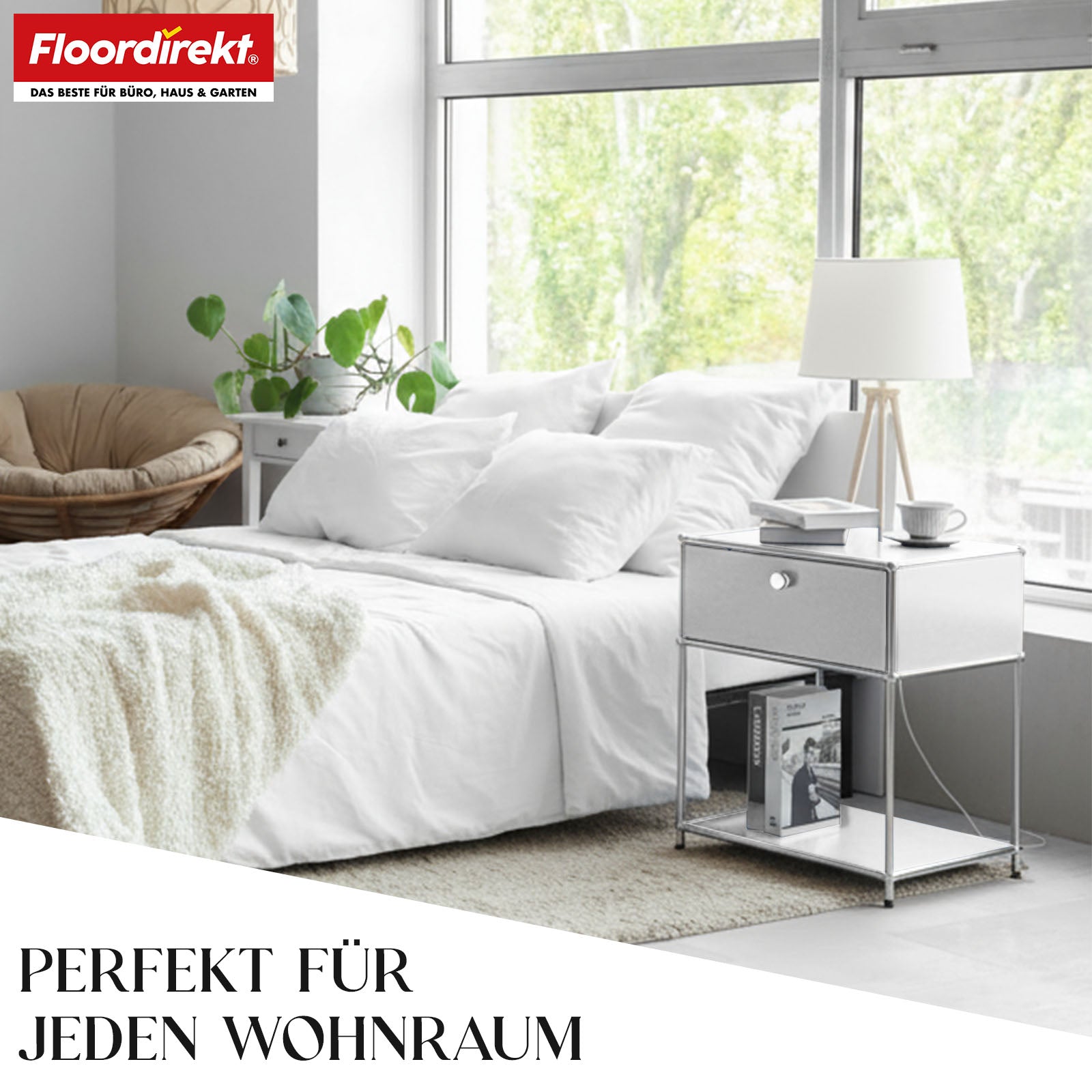 Metal shelving unit | Concept Epure MK-139 | Side table & storage shelf with drawer & shelves | Available in several colours