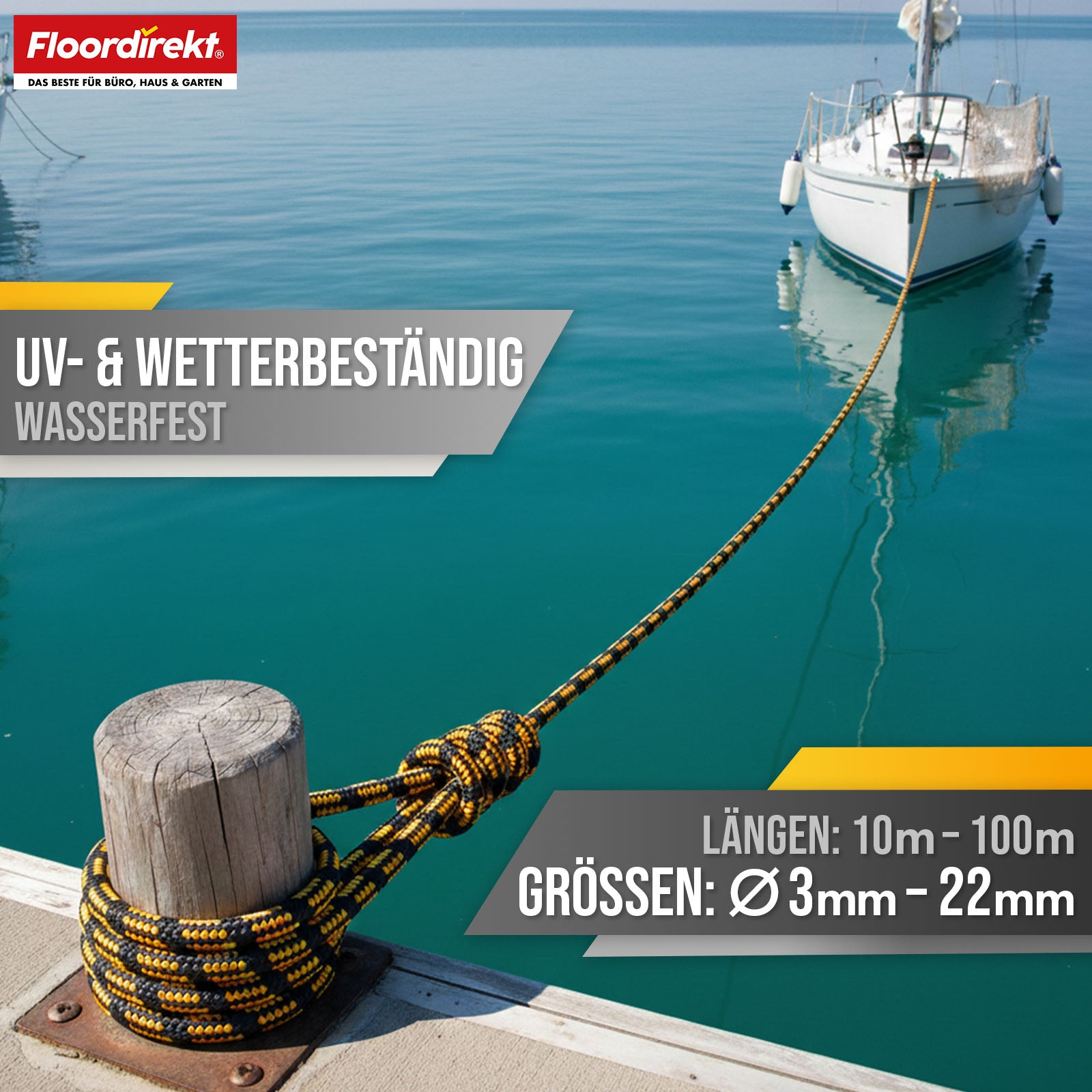 Polypropylene rope | K2 | Tear-resistant, UV-resistant & buoyant all-purpose rope | Available in many colours, thicknesses & lengths