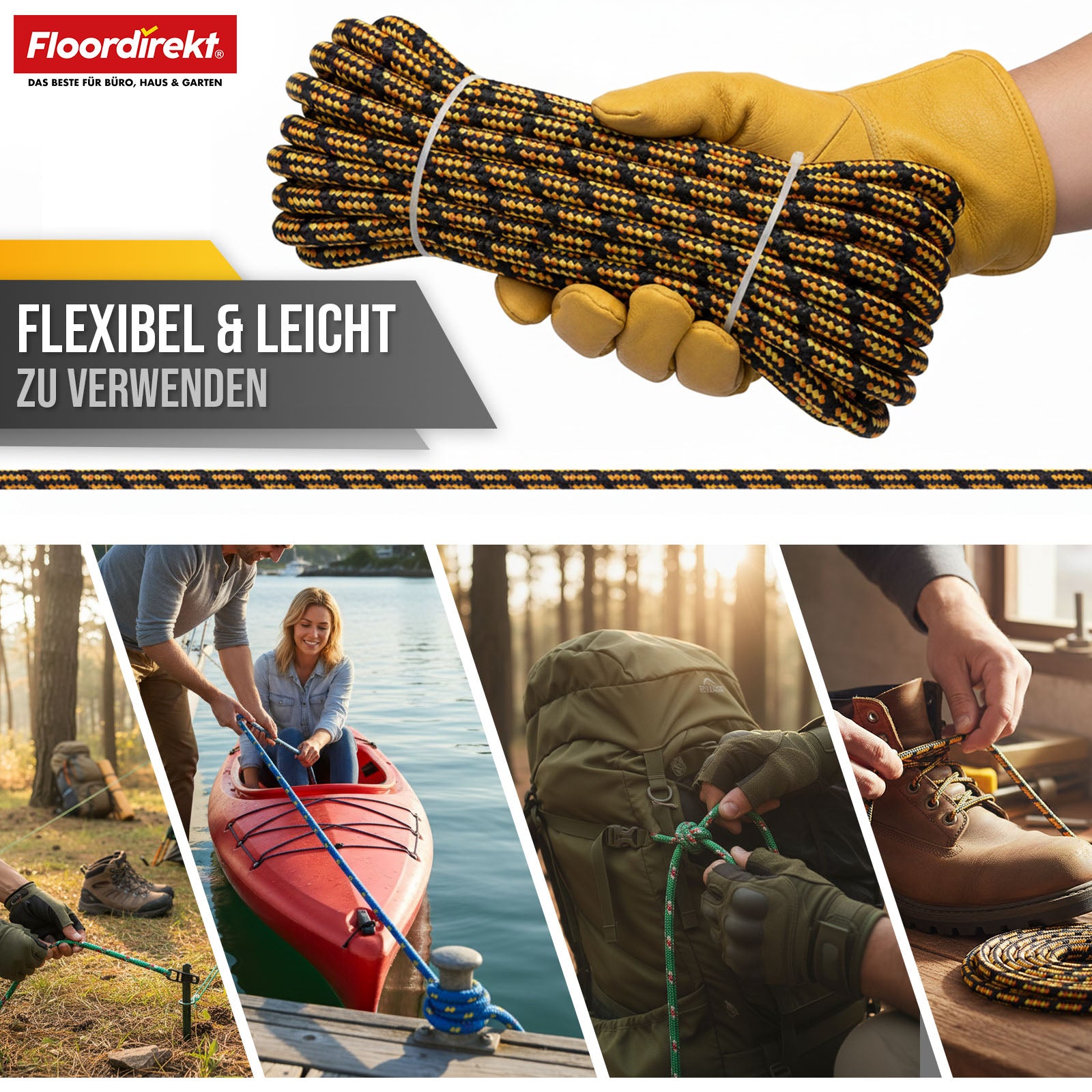 Polypropylene rope | K2 | Tear-resistant, UV-resistant & buoyant all-purpose rope | Available in many colours, thicknesses & lengths